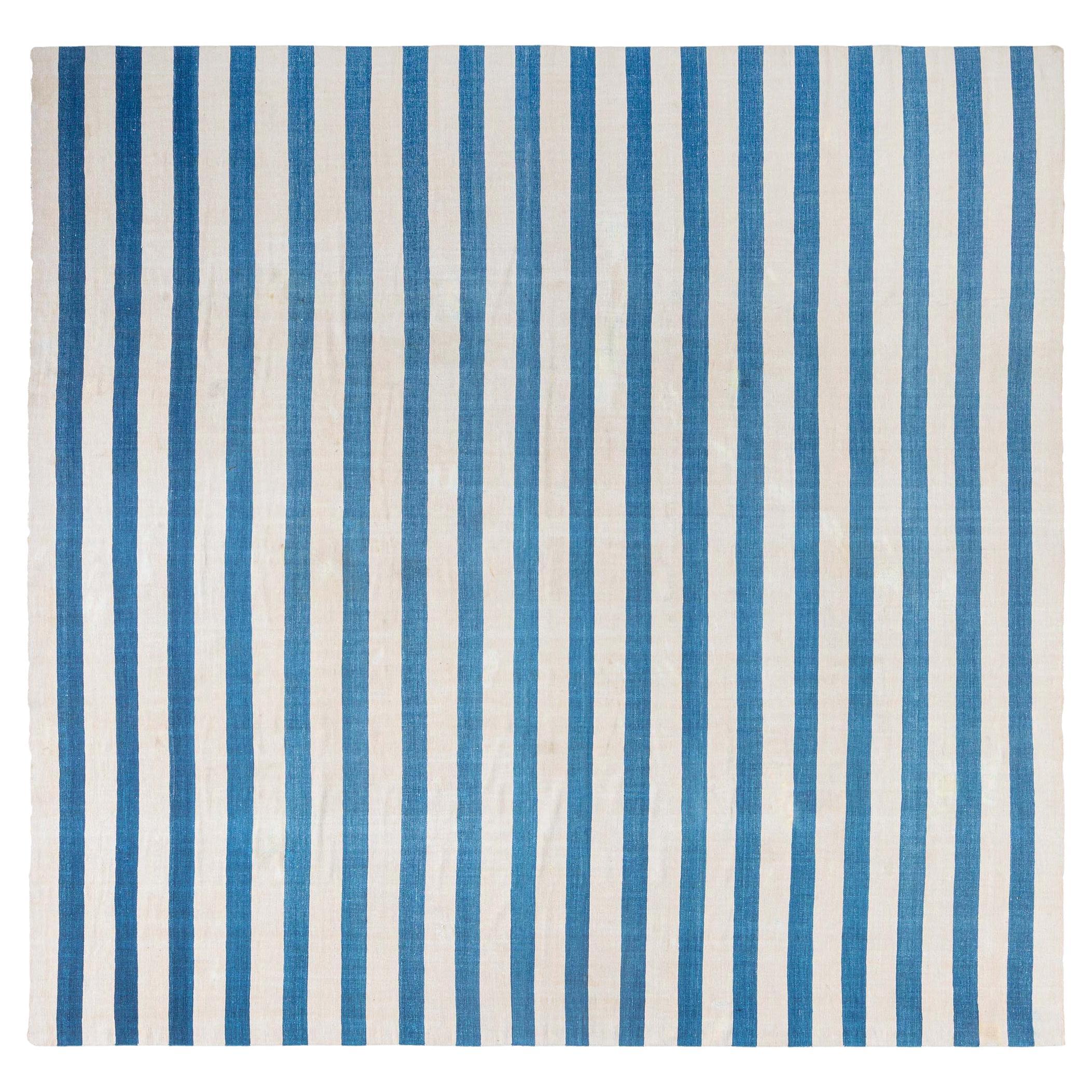 Doris Leslie Blau Vintage Indian Dhurrie Striped Rug For Sale