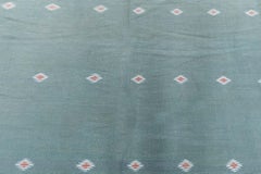 Doris Leslie Blau Vintage Indian Dhurrie Teal Flatweave Cotton Rug