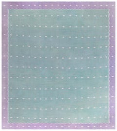 Doris Leslie Blau Vintage Indian Dhurrie Teal Flatweave Cotton Rug