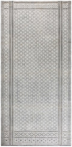 Tappeto vintage in cotone a trama piatta "Agra" di Doris Leslie Blau, nei toni dell'avorio indiano e del grigio antracite