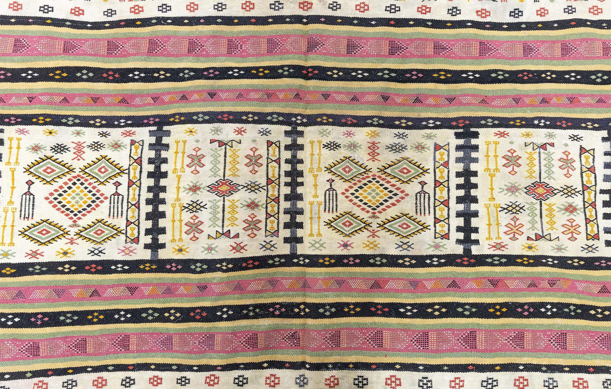 Turkish Doris Leslie Blau Vintage Moroccan Kilim Rug For Sale