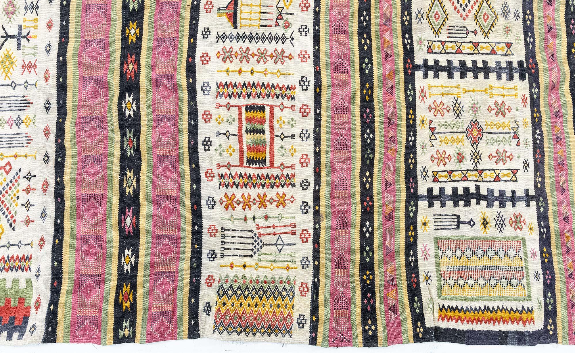 Hand-Knotted Doris Leslie Blau Vintage Moroccan Kilim Rug For Sale