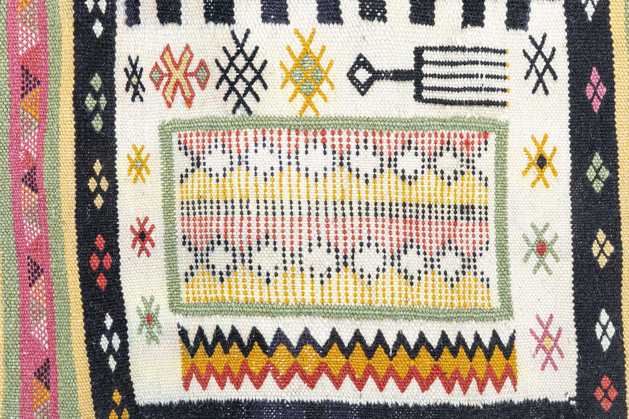 Wool Doris Leslie Blau Vintage Moroccan Kilim Rug For Sale