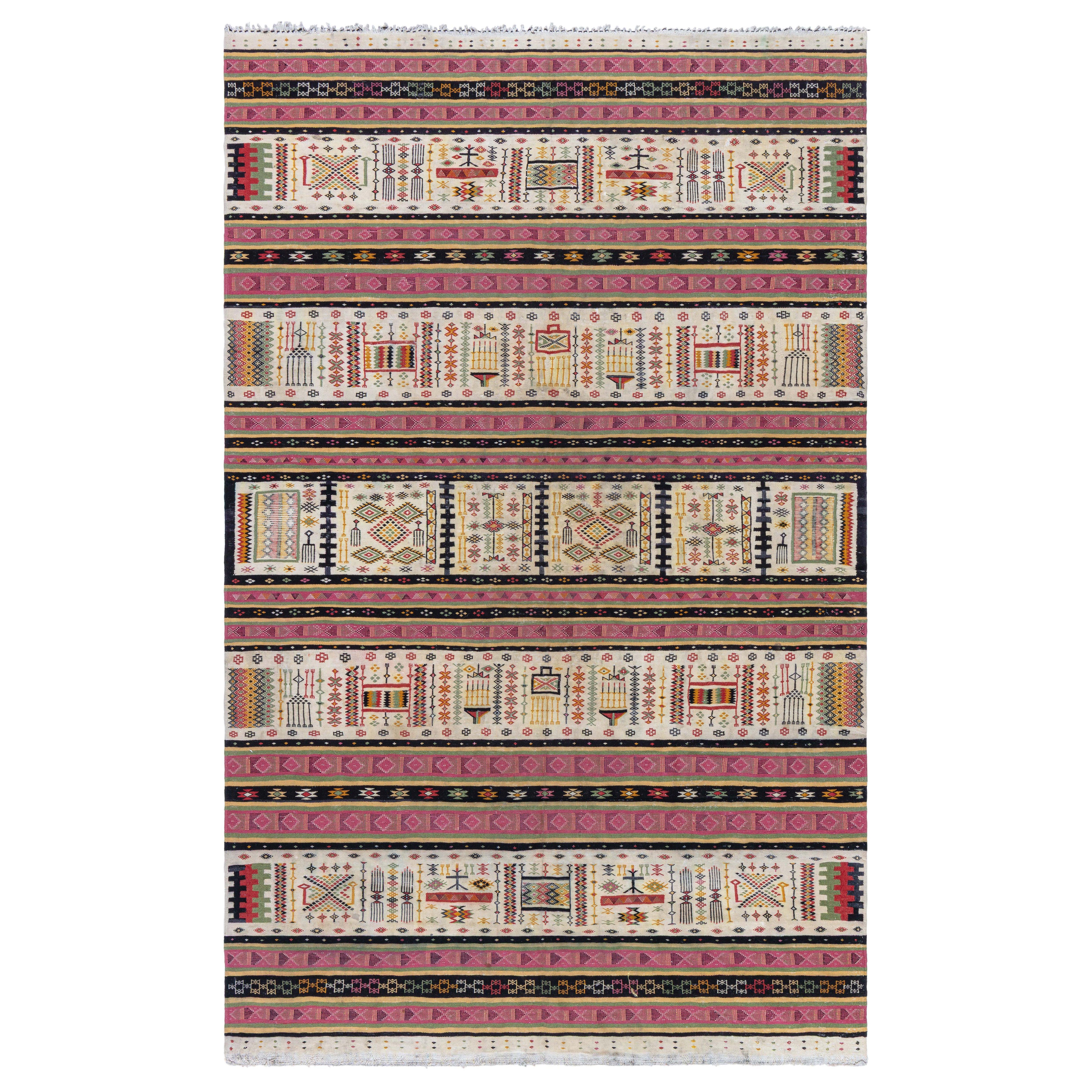 Doris Leslie Blau Vintage Moroccan Kilim Rug For Sale