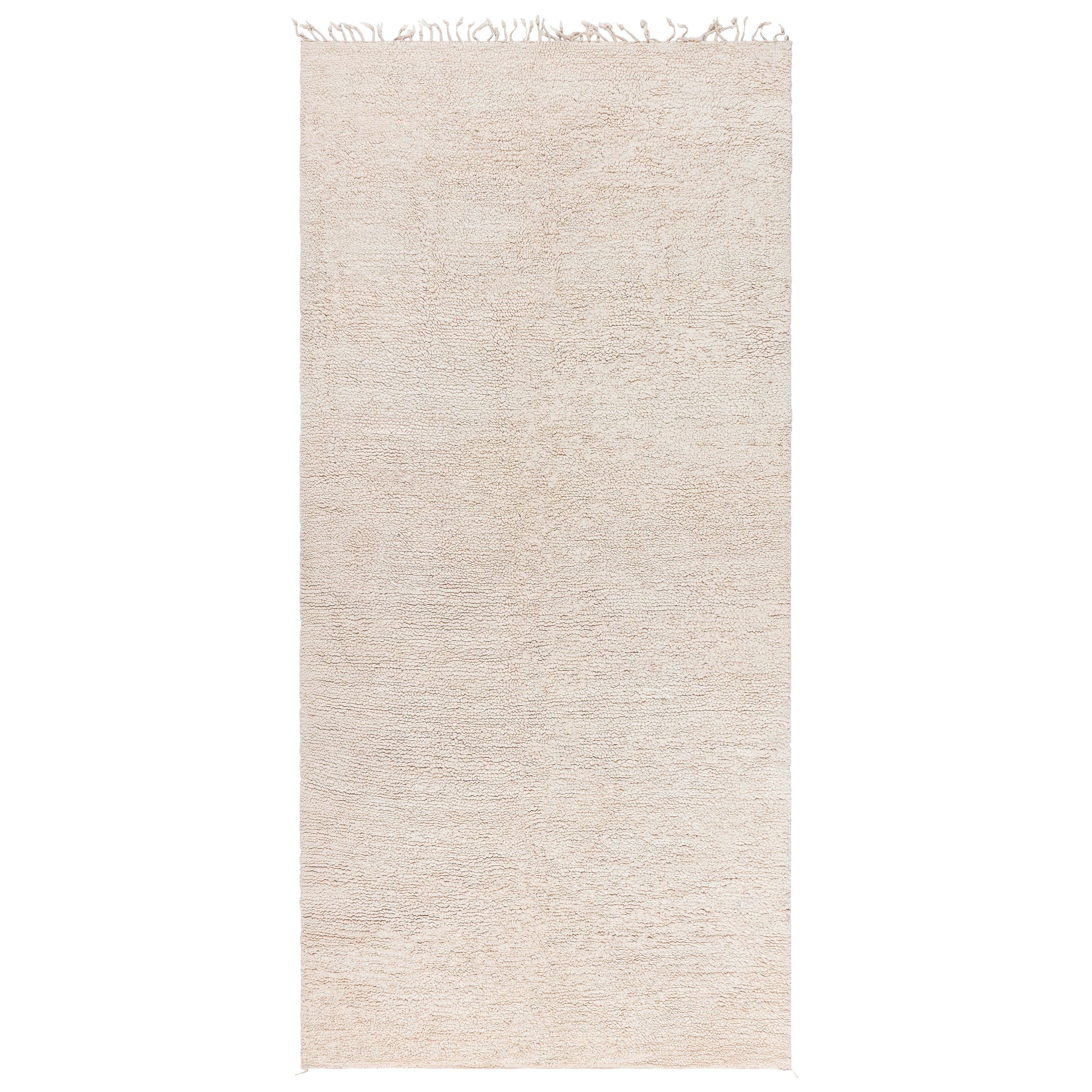 Doris Leslie Blau Tapis Marocain Vintage - Minimaliste Moderne Déco Beige