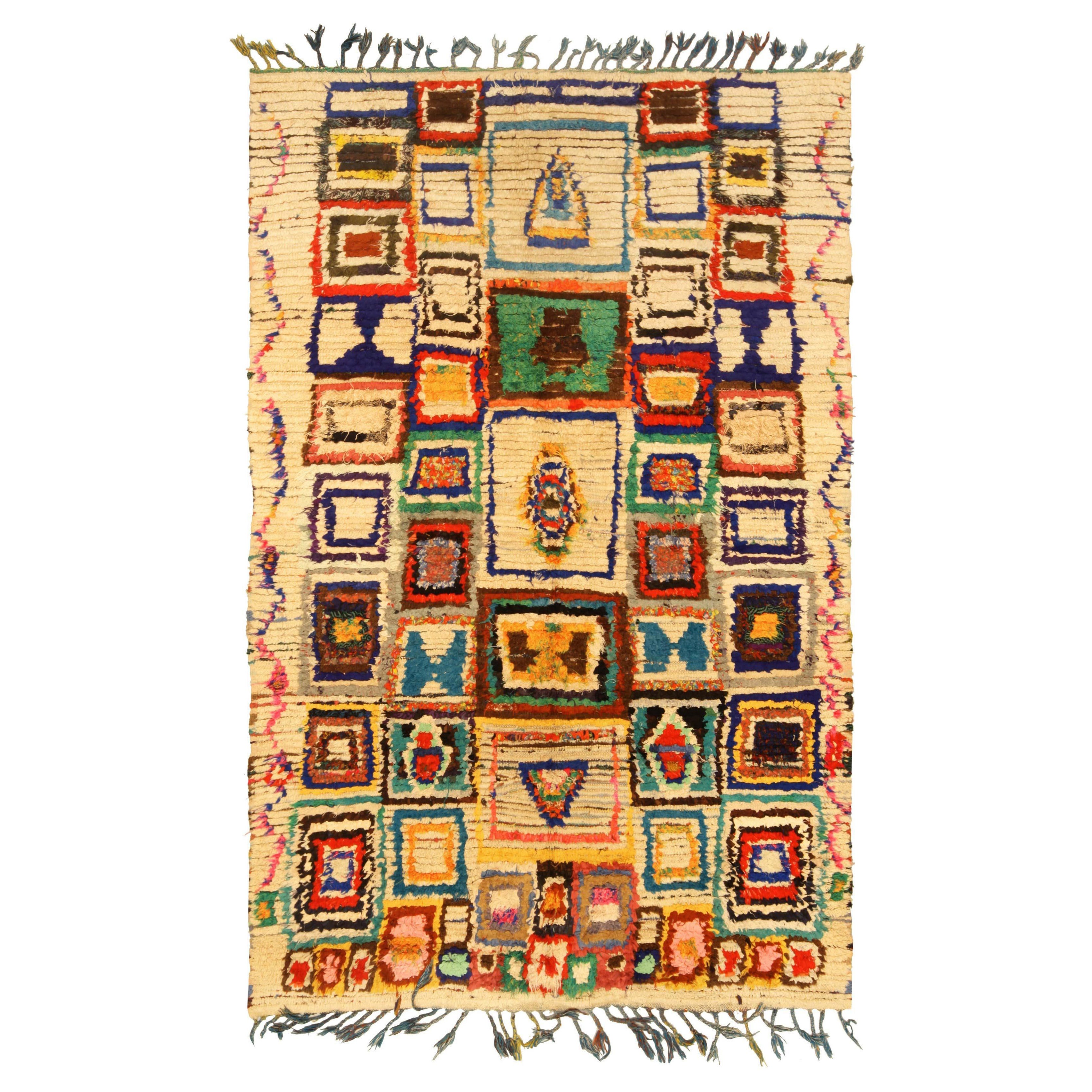 Doris Leslie Blau Vintage Moroccan Rug - Vibrant Abstract Geometric Design