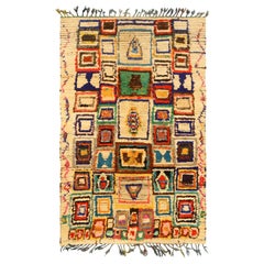 Doris Leslie Blau Marokkanischer Vintage-Teppich - Lebendiges abstraktes geometrisches Design