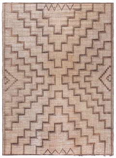 Doris Leslie Blau Vintage Moroccan Tan With Brown Rug Reed And Leather Tuareg