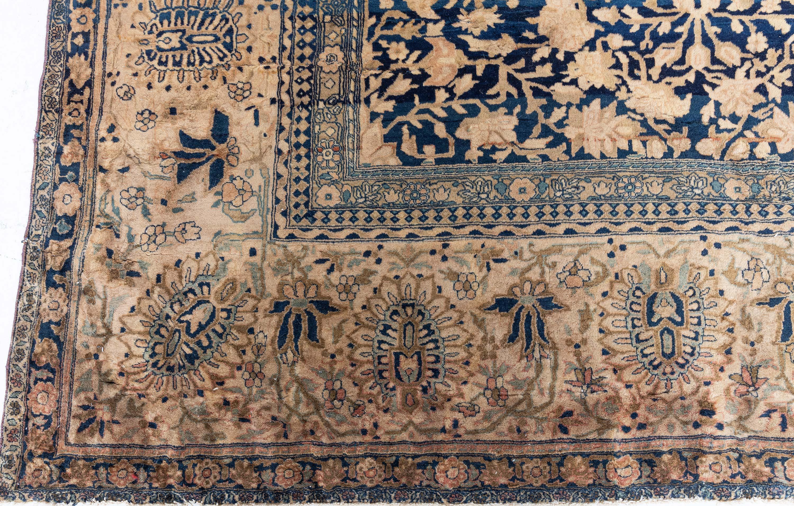 Doris Leslie Blau Vintage Persian Kashan Botanic Handmade Wool Rug im Zustand „Gut“ im Angebot in New York, NY