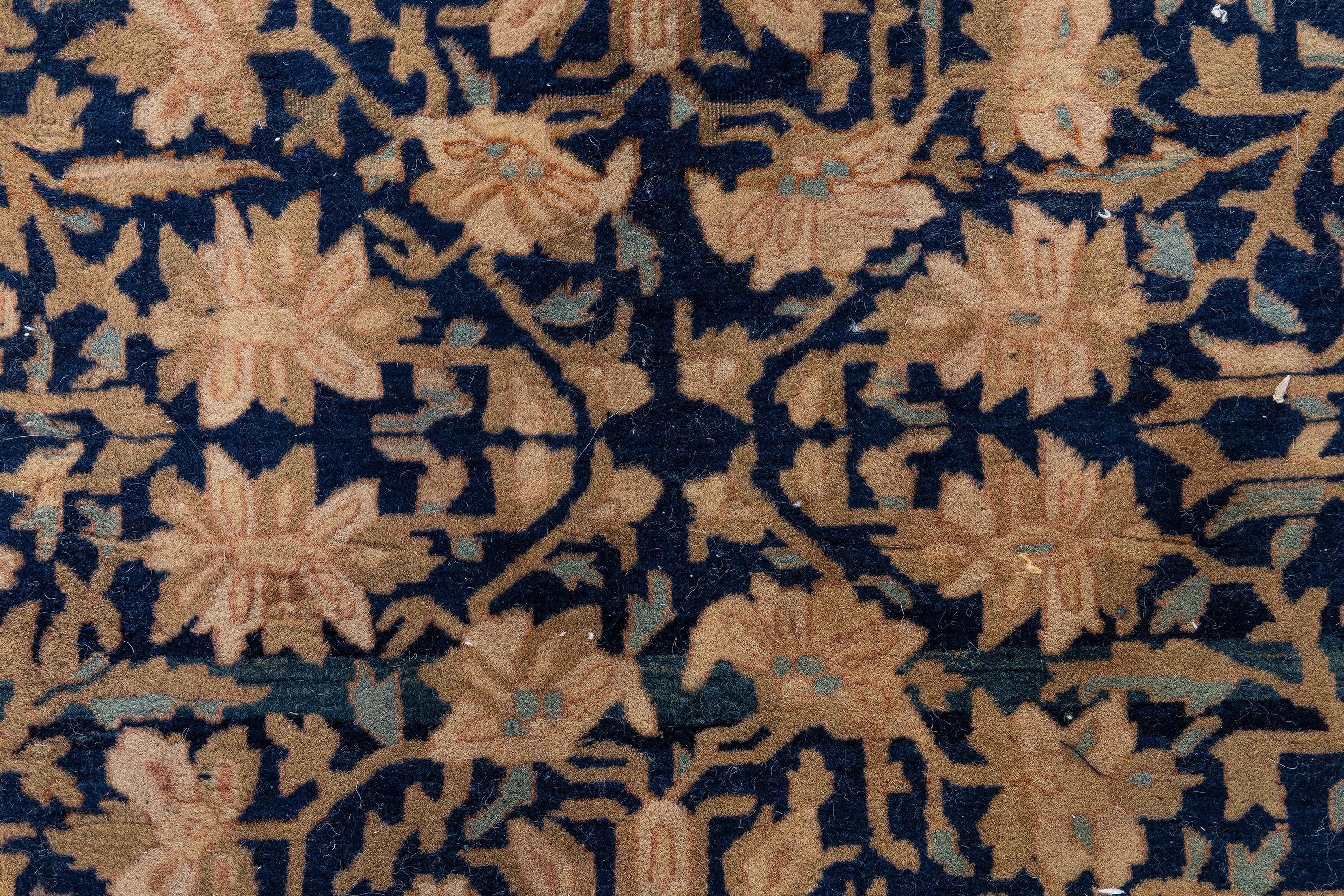 Doris Leslie Blau Vintage Persian Kashan Botanic Handmade Wool Rug im Angebot 1