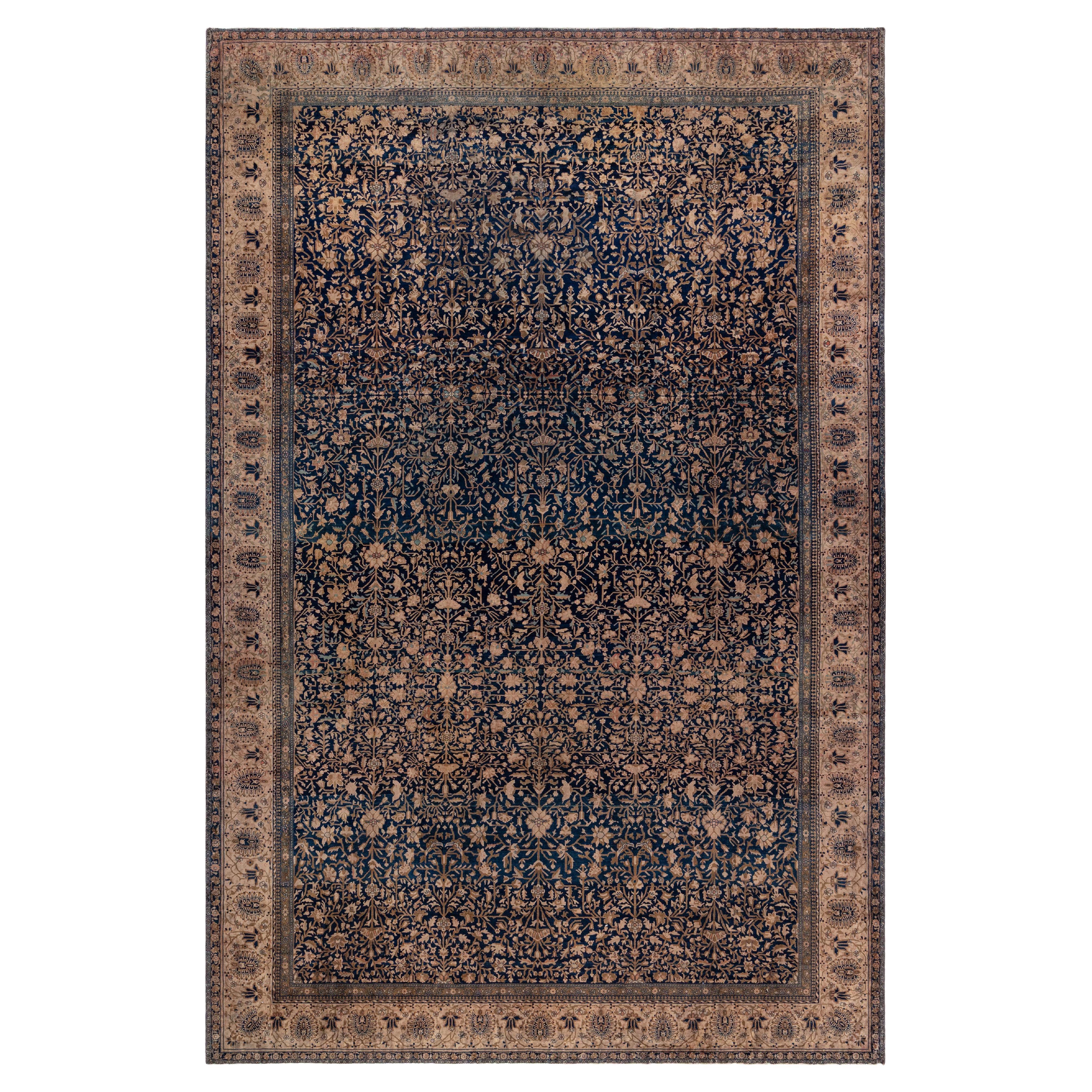 Tapis vintage persan Kashan botanique fait à la main Doris Leslie Blau