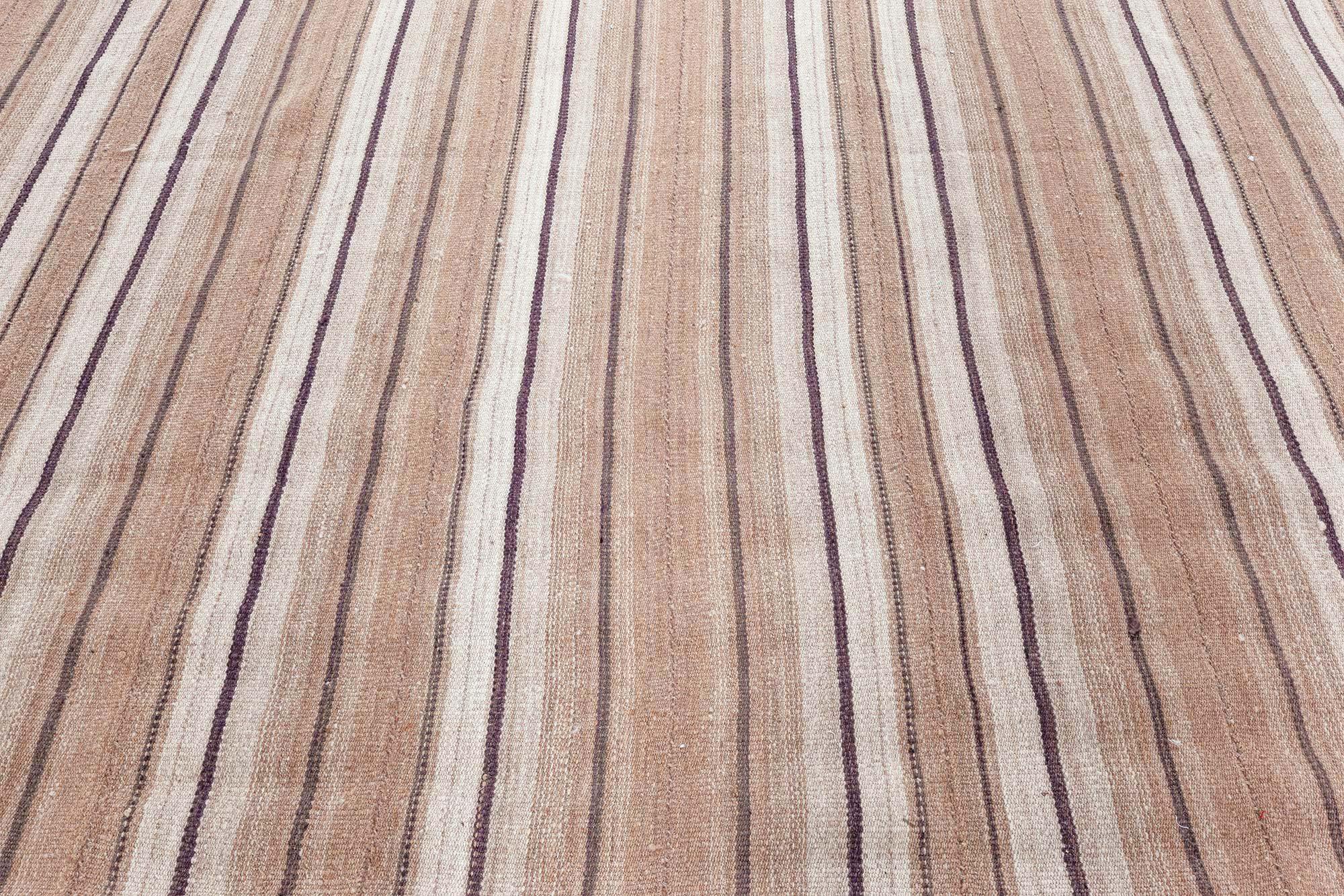 Hand-Knotted Doris Leslie Blau Vintage Persian Kilim Rug – Subtle Stripes in Natural Tones For Sale