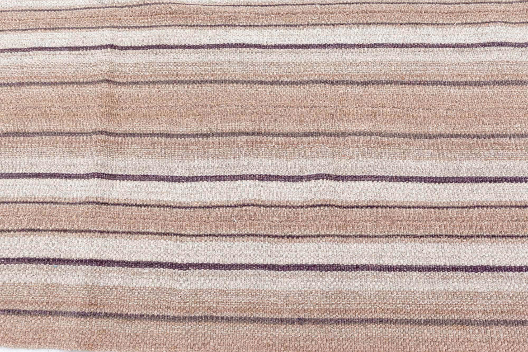 20th Century Doris Leslie Blau Vintage Persian Kilim Rug – Subtle Stripes in Natural Tones For Sale