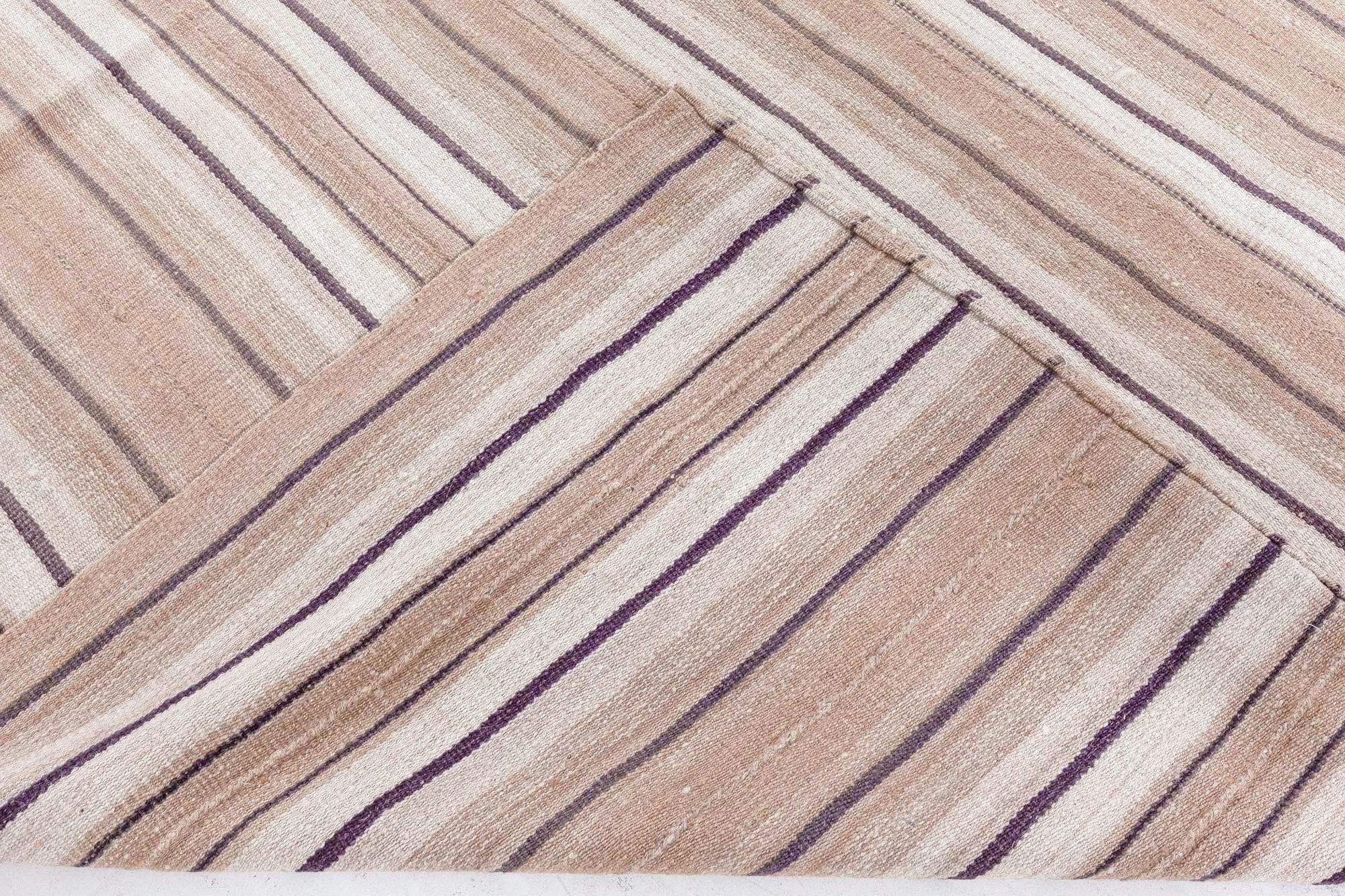 Doris Leslie Blau Vintage Persian Kilim Rug – Subtle Stripes in Natural Tones For Sale 2