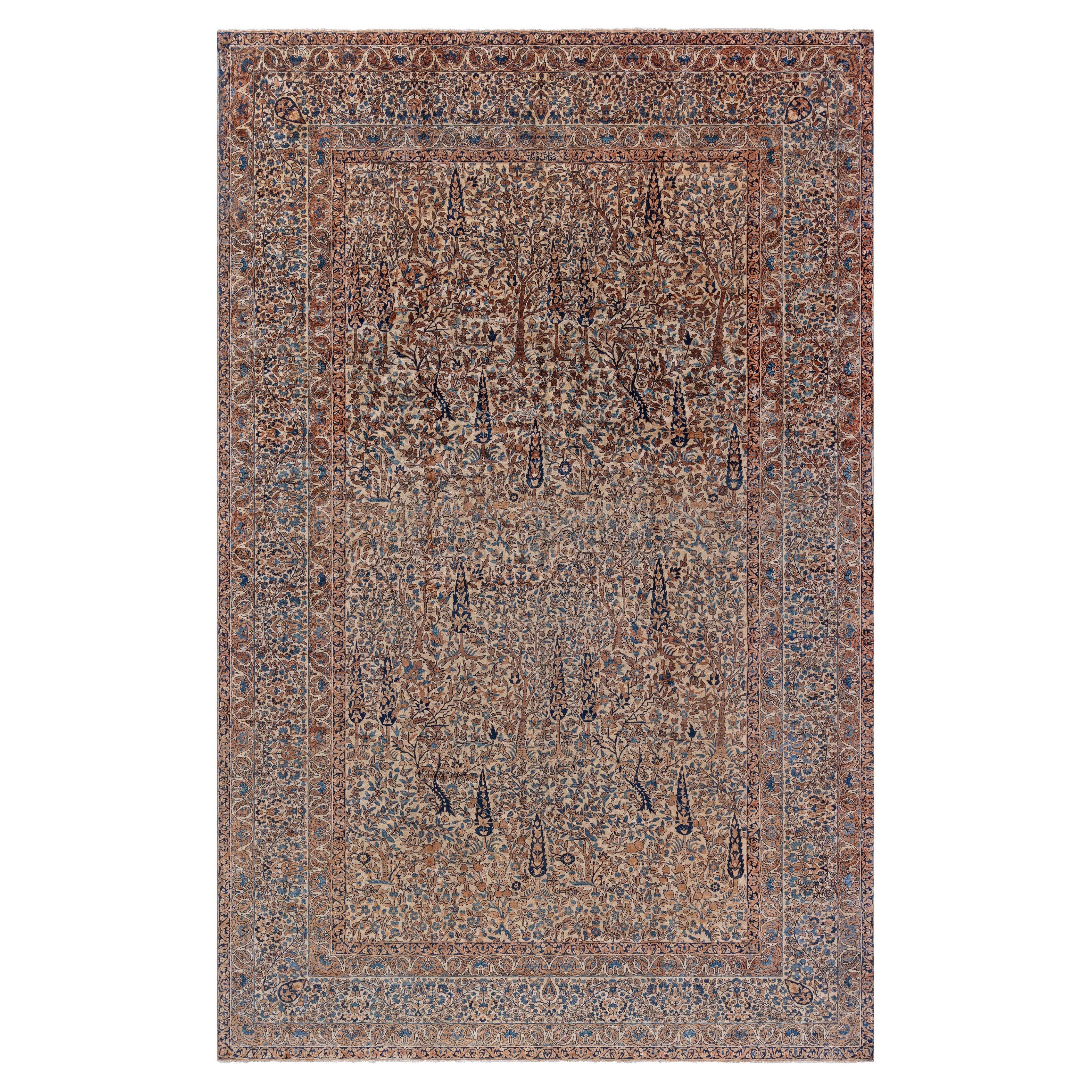 Doris Leslie Blau Vintage Persian Kirman Hand Knotted Wool Carpet For Sale