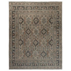 Doris Leslie Blau Tappeto persiano vintage in lana Meshad Beige fatto a mano