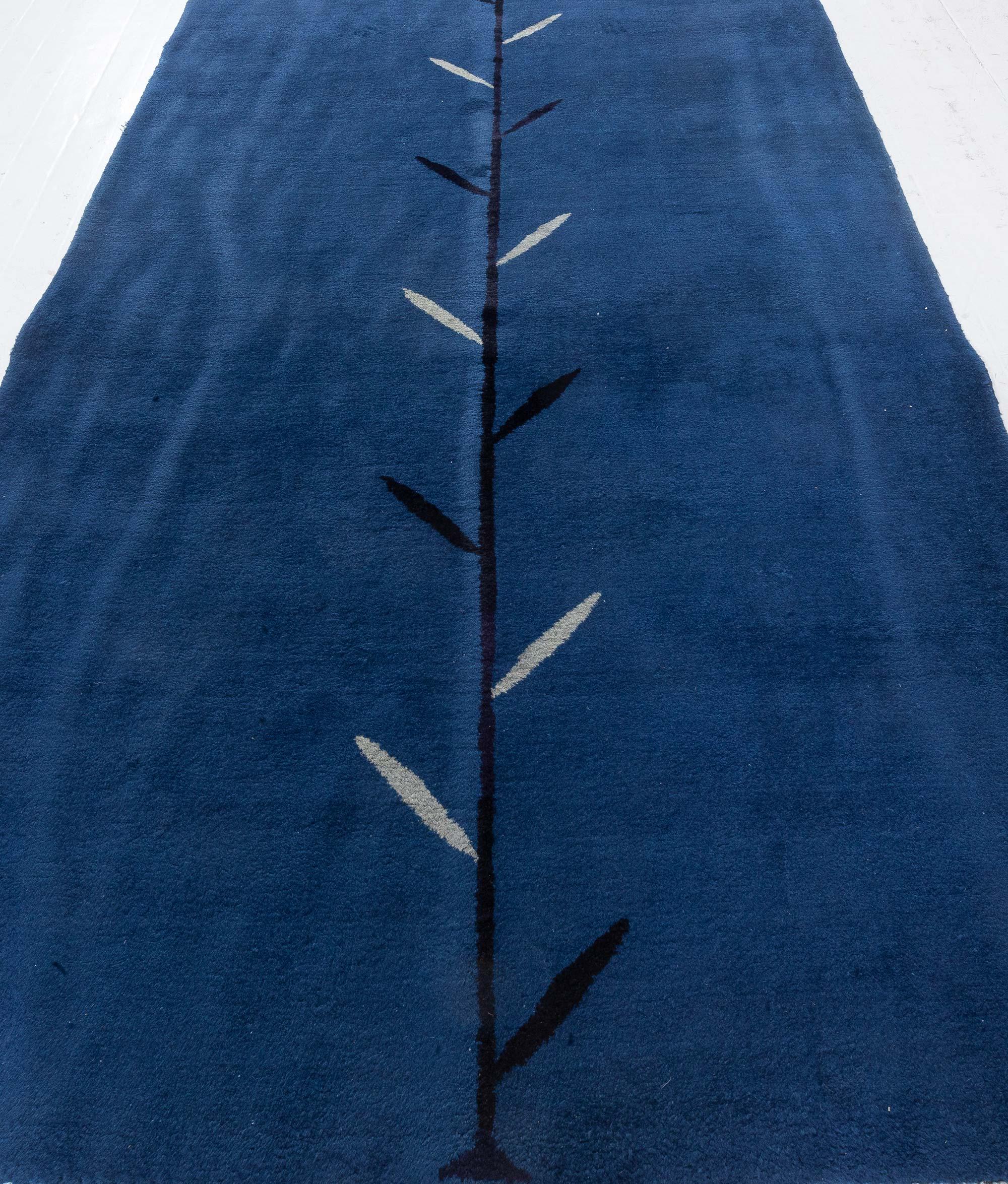 One-of-a-kind Vintage Persian Meshad Blue, Gray Handmade Wool Runner
Size: 4'10