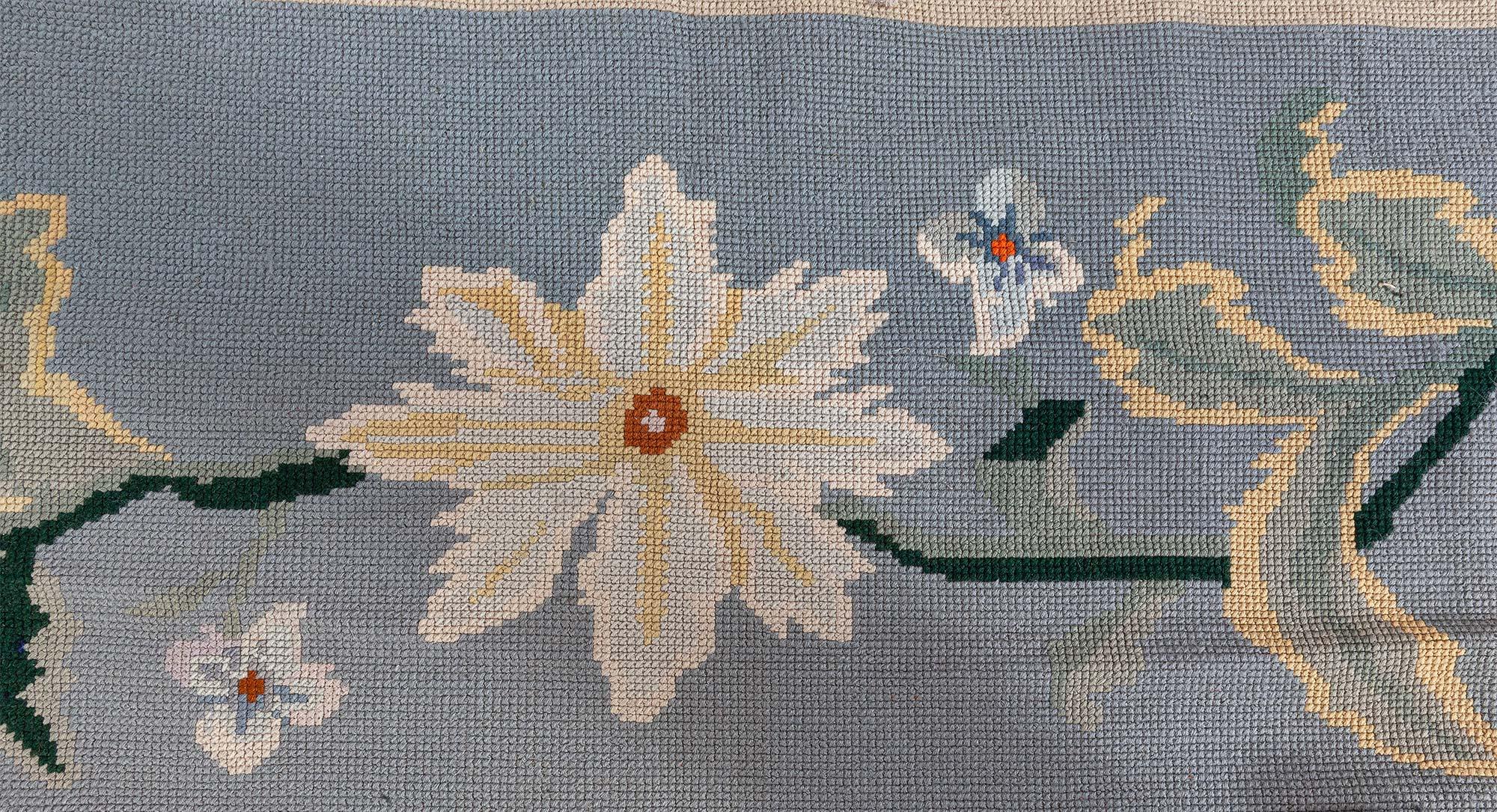 Wool Doris Leslie Blau Vintage Portuguese Needlepoint Rug For Sale