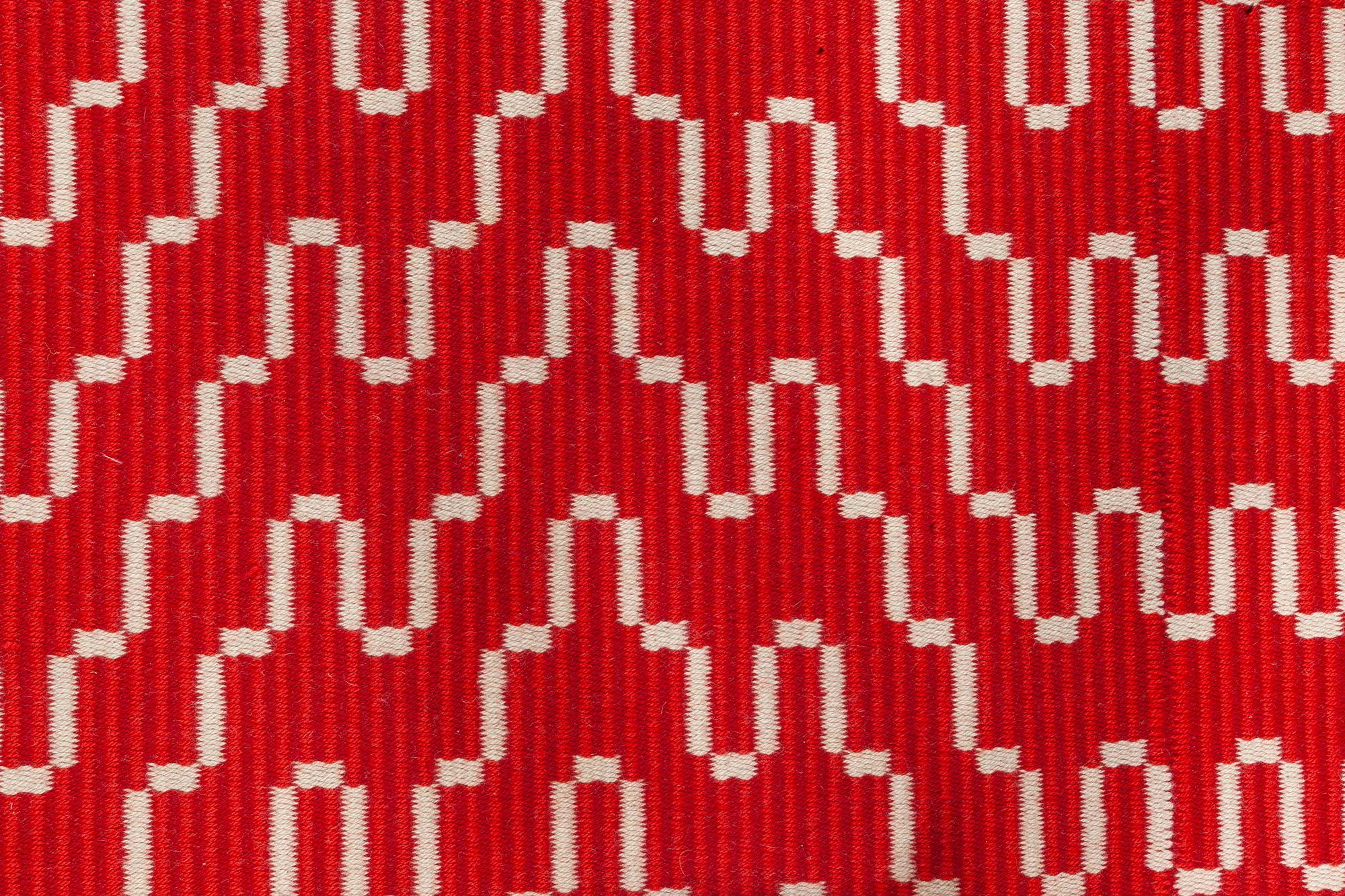 Mid-Century moderno Tappeto Doris Leslie Blau Vintage Red a tessitura piatta su due lati in vendita