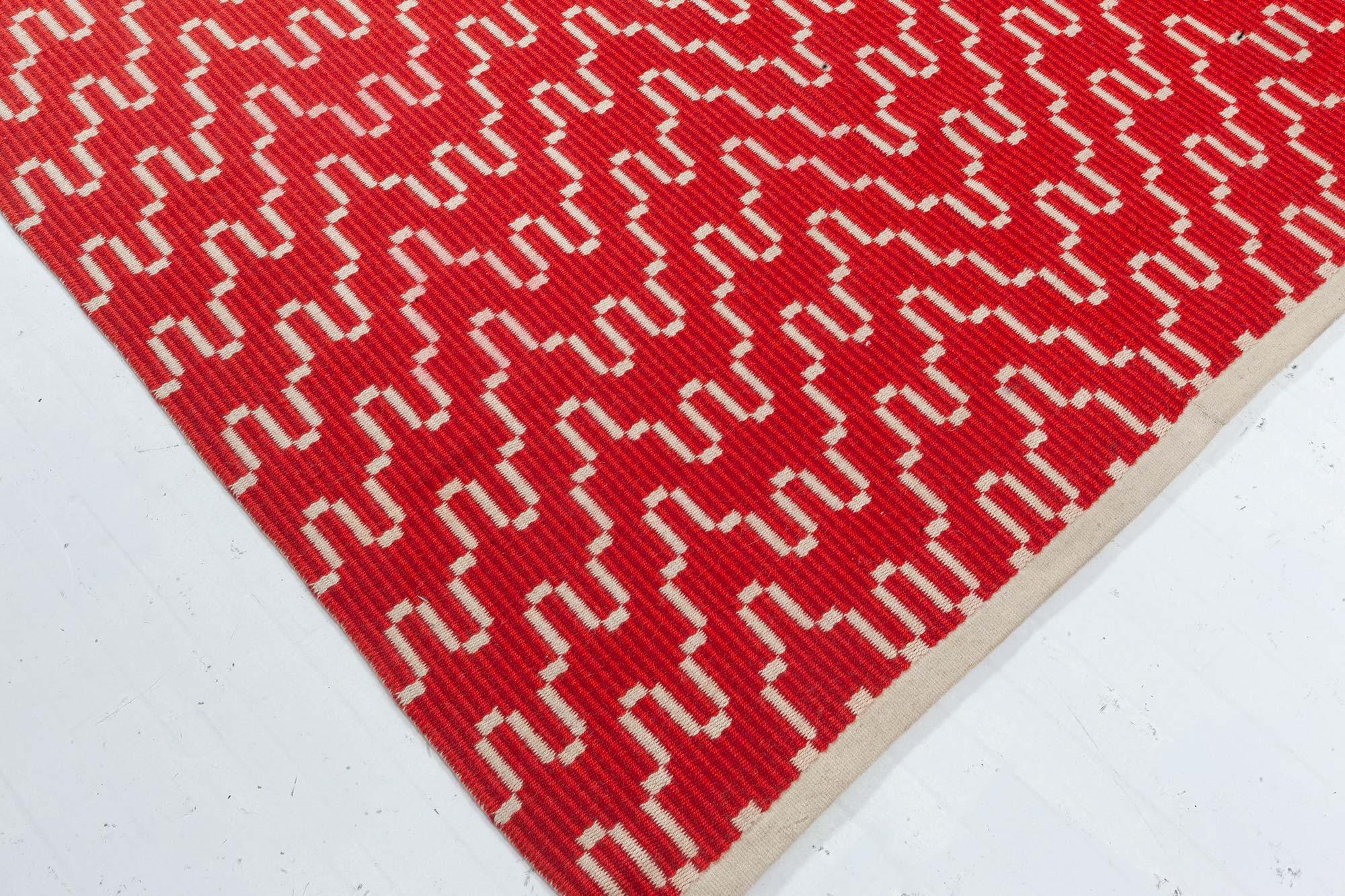 XX secolo Tappeto Doris Leslie Blau Vintage Red a tessitura piatta su due lati in vendita