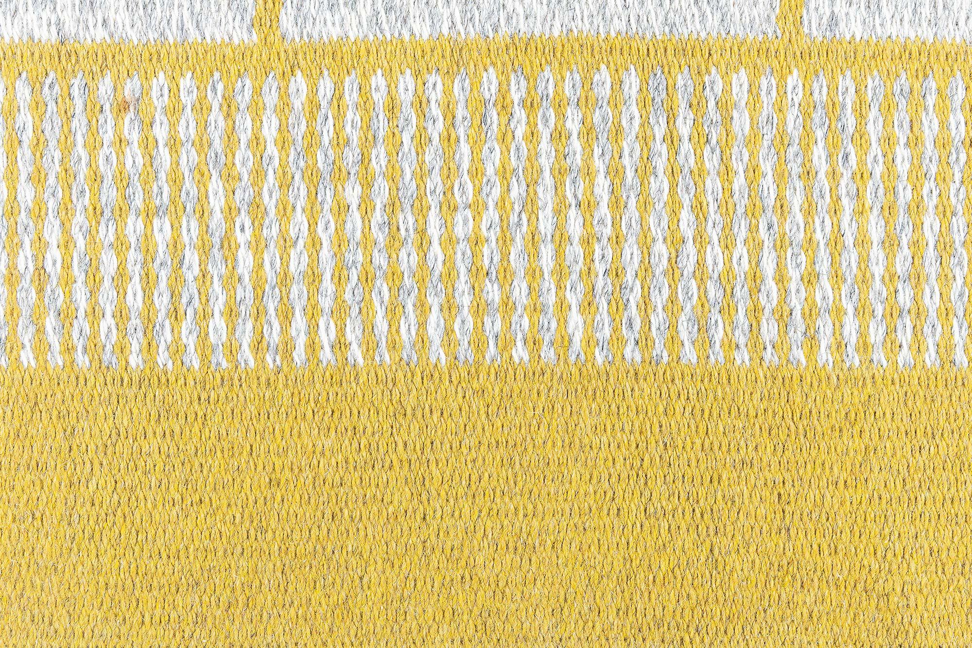 Lana Tappeto Doris Leslie Blau Vintage reversibile Geometrico Giallo Svedese in vendita