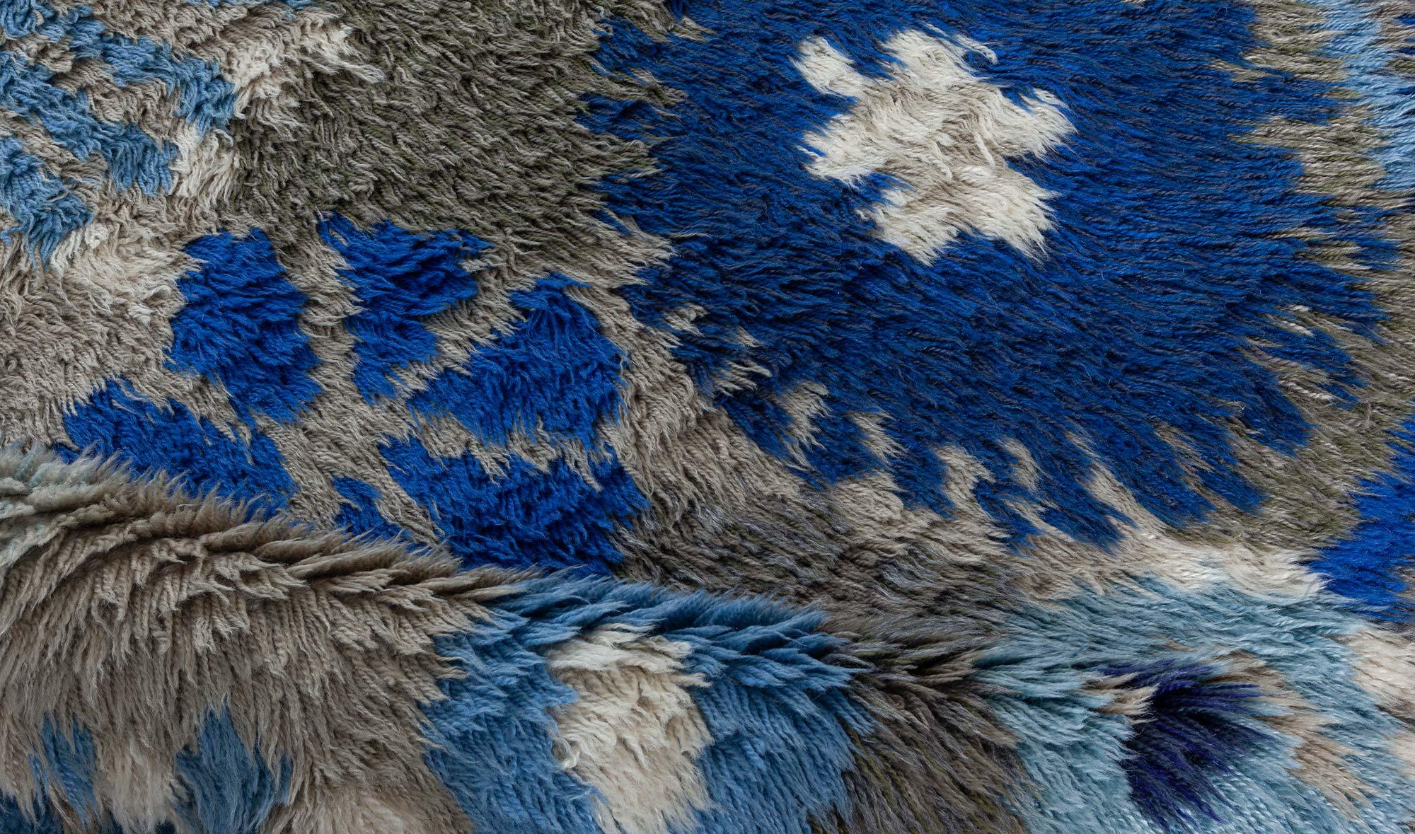Mid-Century Modern Doris Leslie Blau Vintage Rya Rug by Margareta Grandin Nettles For Sale
