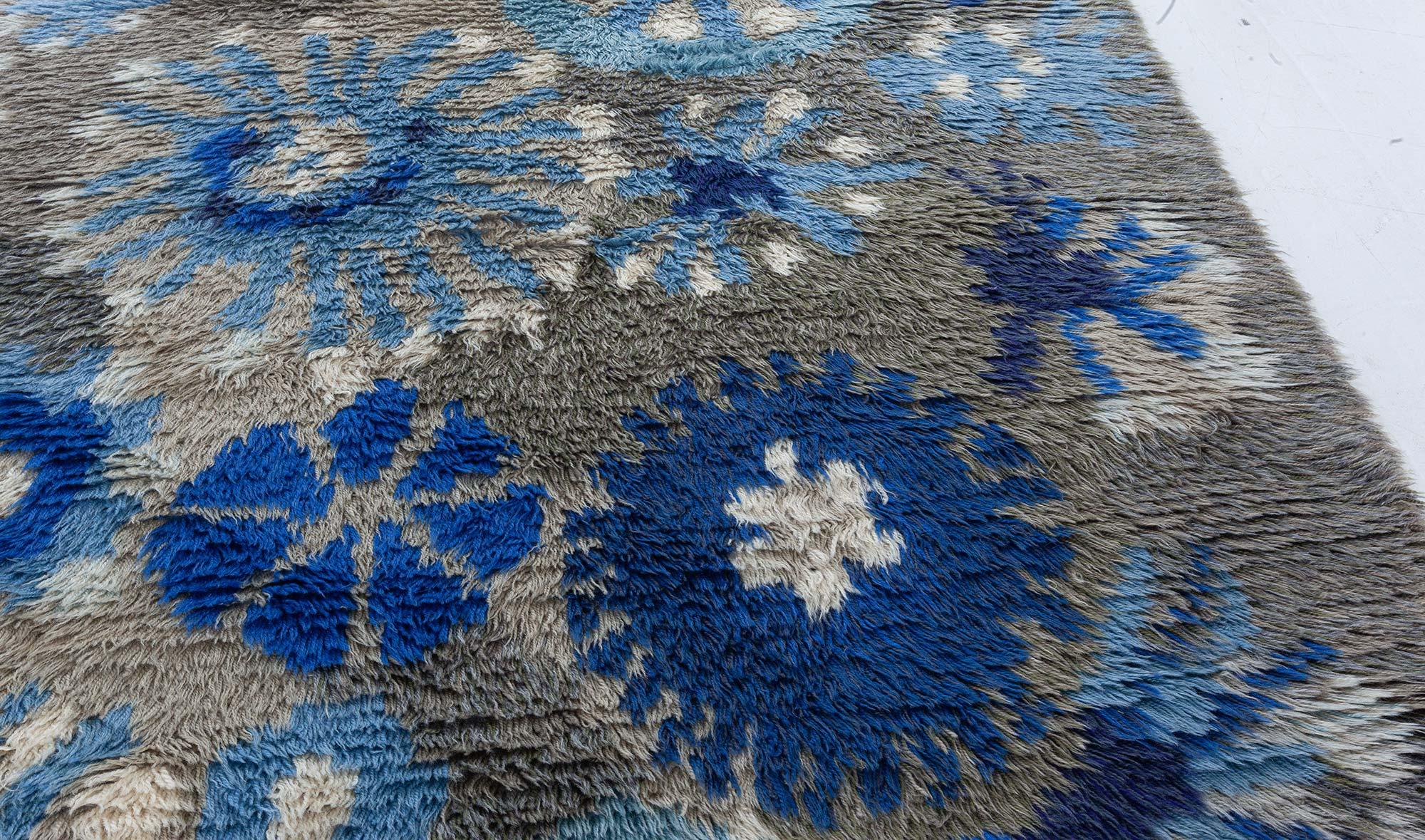 Scandinavian Doris Leslie Blau Vintage Rya Rug by Margareta Grandin Nettles For Sale