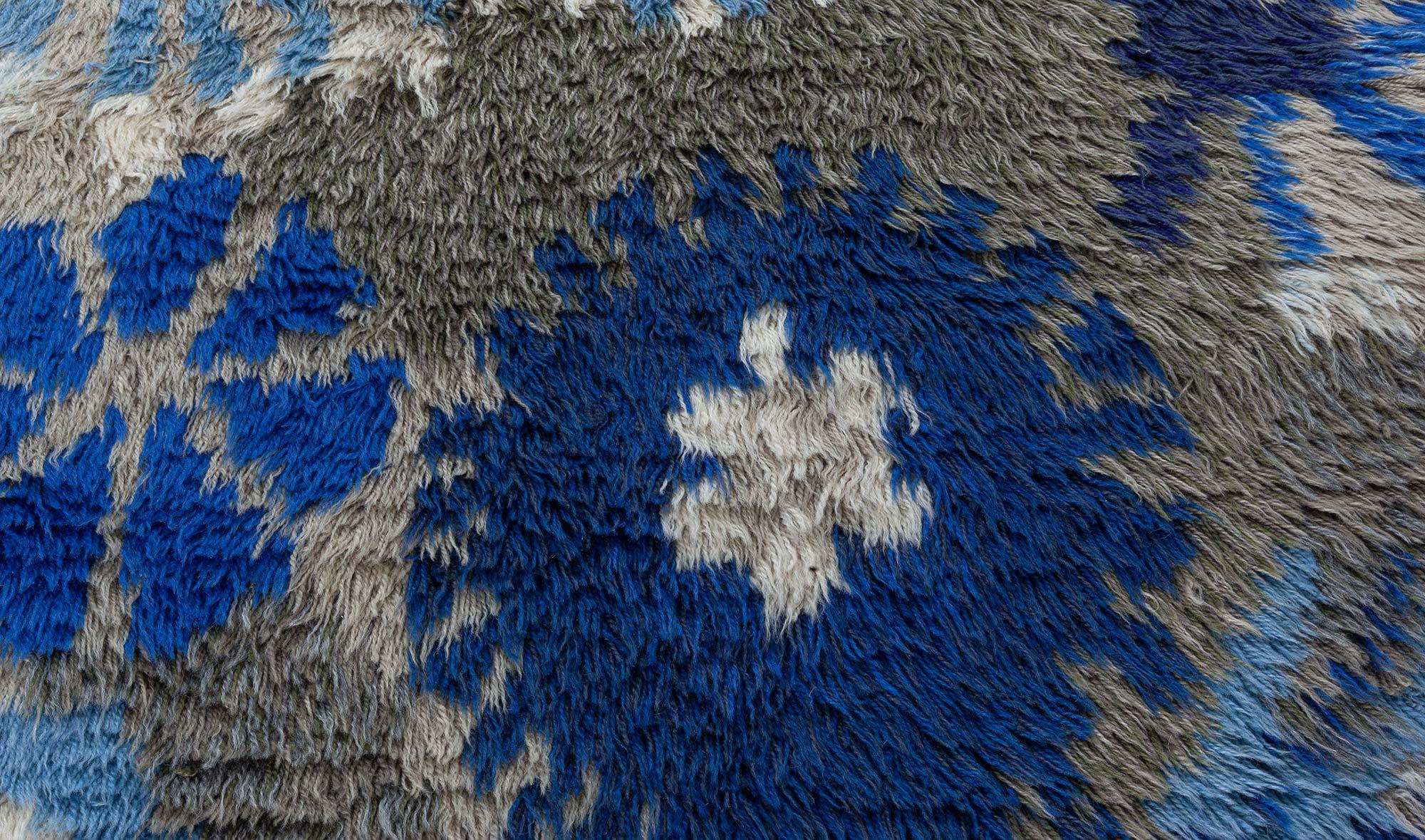 Hand-Woven Doris Leslie Blau Vintage Rya Rug by Margareta Grandin Nettles For Sale