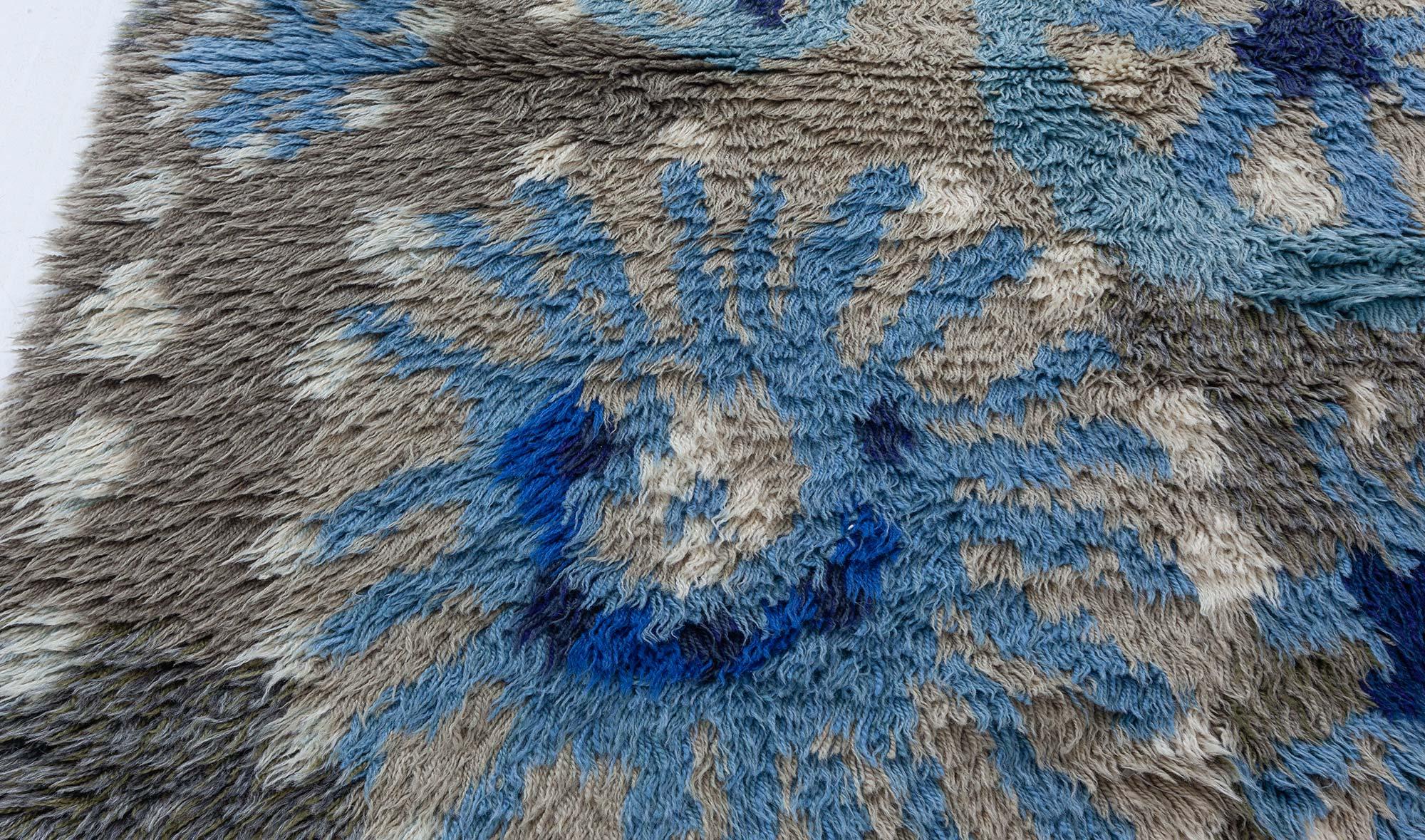 Doris Leslie Blau Vintage Rya Rug by Margareta Grandin Nettles In Good Condition For Sale In New York, NY