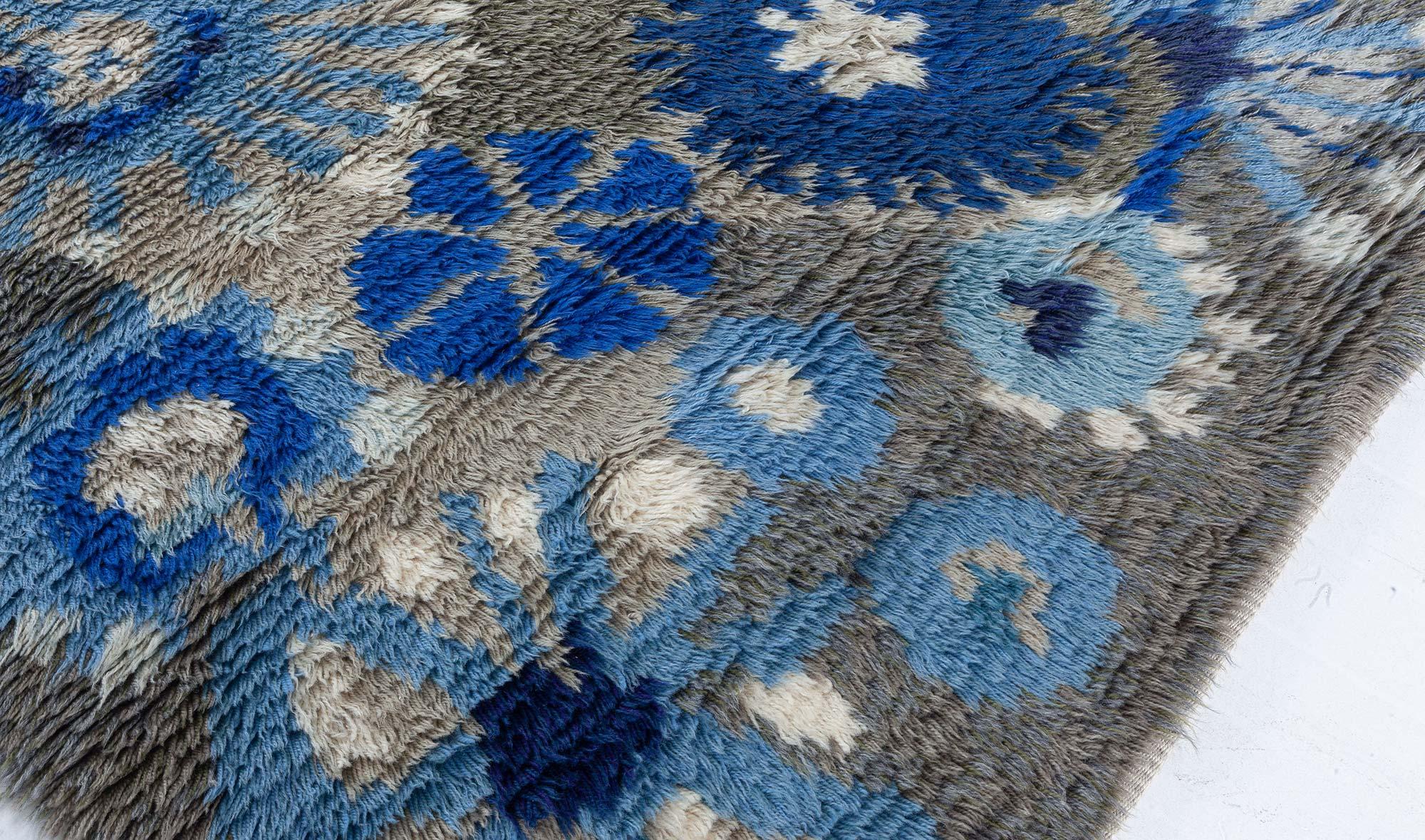 Wool Doris Leslie Blau Vintage Rya Rug by Margareta Grandin Nettles For Sale
