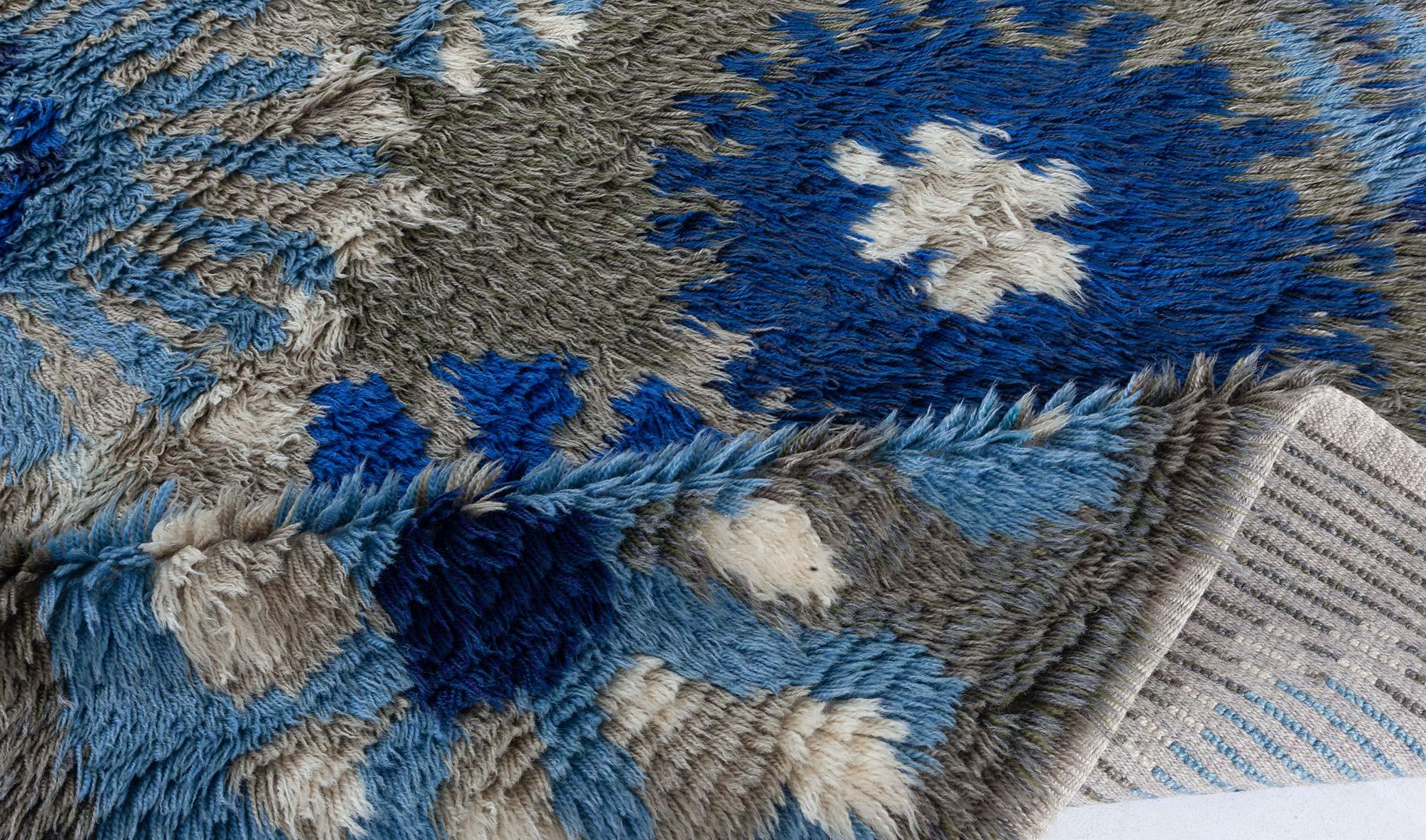 Laine Tapis Rya vintage Doris Leslie Blau de Margareta Grandin Nettles en vente