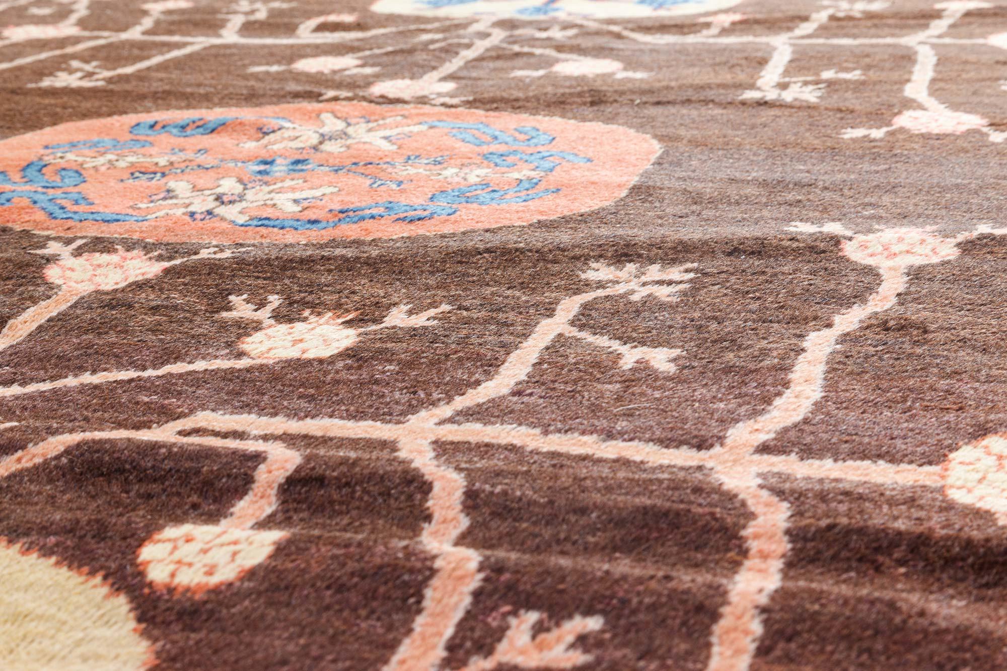 Tapis en laine vintage Samarkand Brown fait à la main
Taille : 5'10
