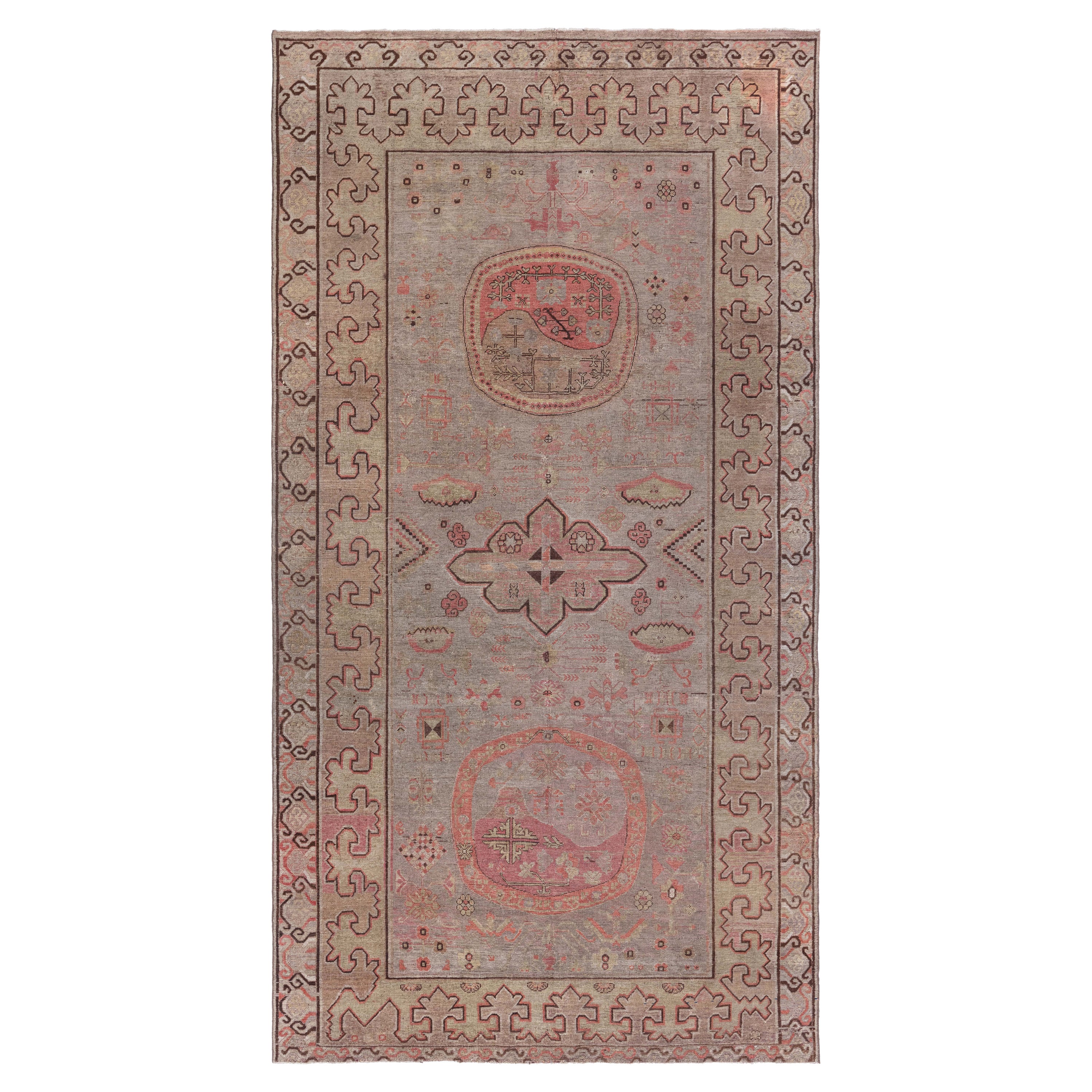 Doris Leslie Blau Vintage Samarkand Brown Handgewebter Wollteppich im Angebot