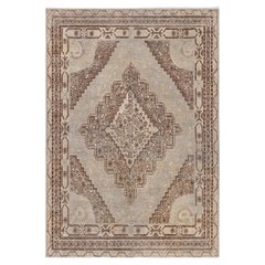 Doris Leslie Blau Vintage Samarkand Floral Light Beige Hand-Knotted Wool Carpet