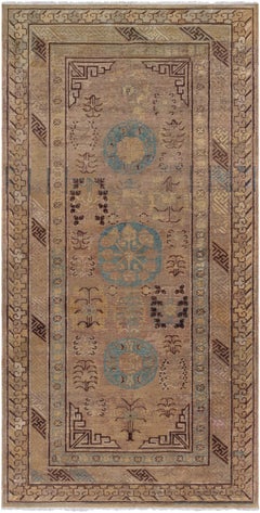 Doris Leslie Blau Vintage Samarkand Floral Warm Tan Hand-Knotted Wool Carpet