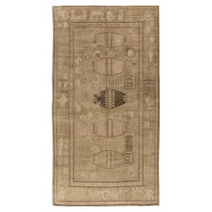 Doris Leslie Blau Vintage Samarkand Floral Warm Tan Hand-Knotted Wool Carpet