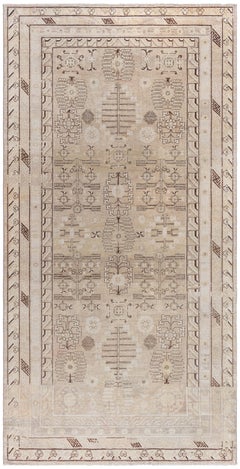 Doris Leslie Blau Vintage Samarkand Geometric Warm Tan Hand-Knotted Wool Rug