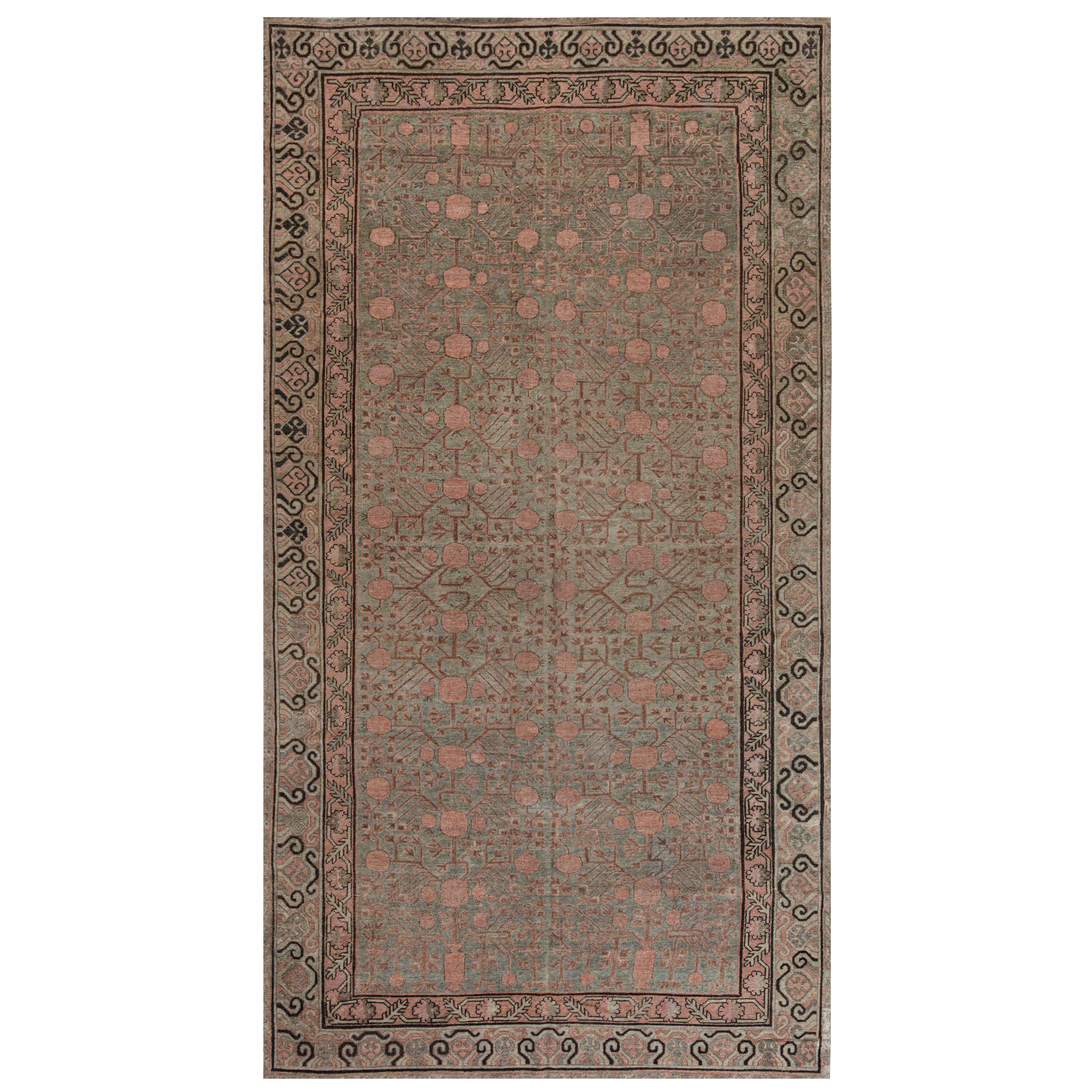 Doris Leslie Blau Tappeto vintage in lana fatto a mano Samarcanda Khotan Botanico