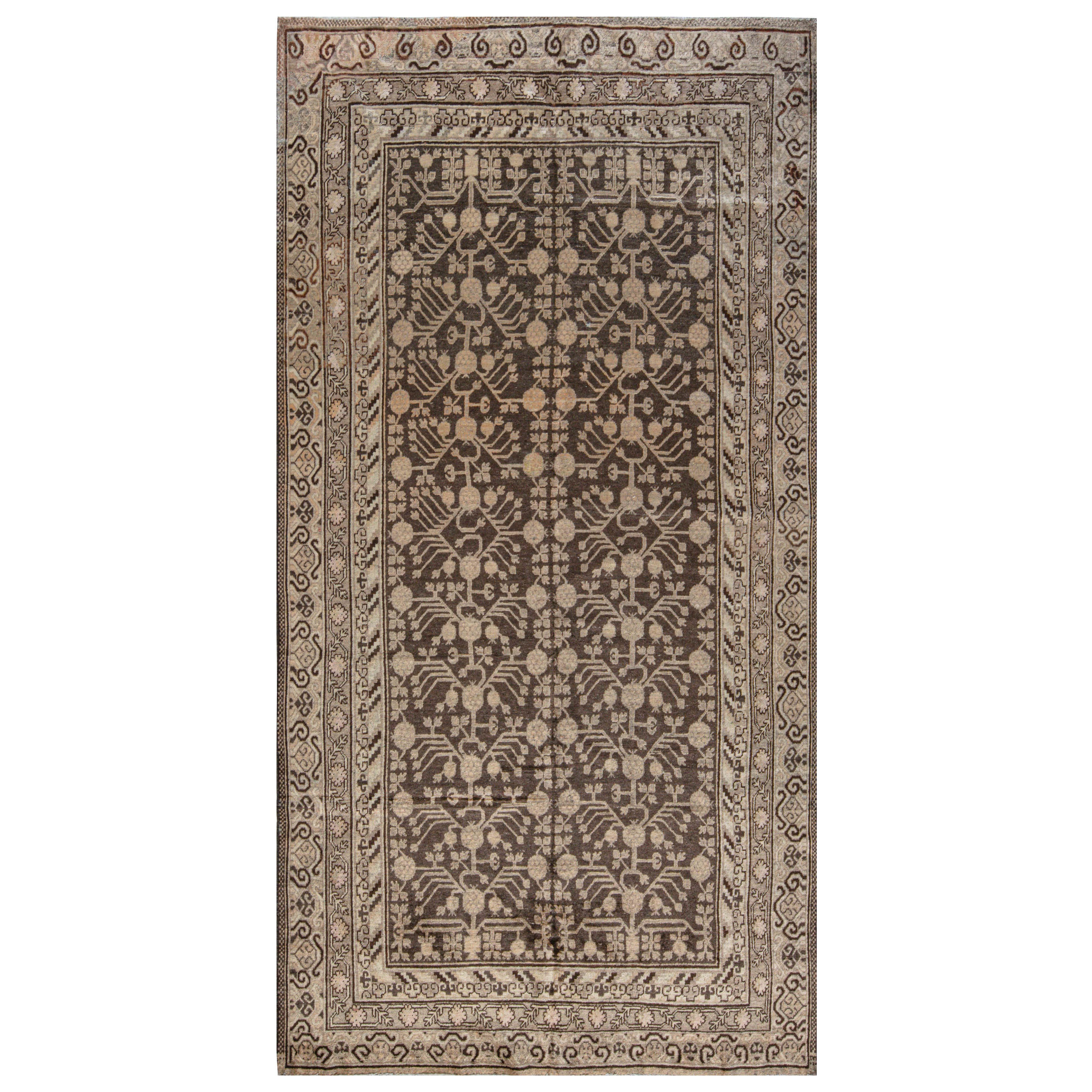 Doris Leslie Blauer Vintage Samarkand Khotan Botanic Handgefertigter Wollteppich