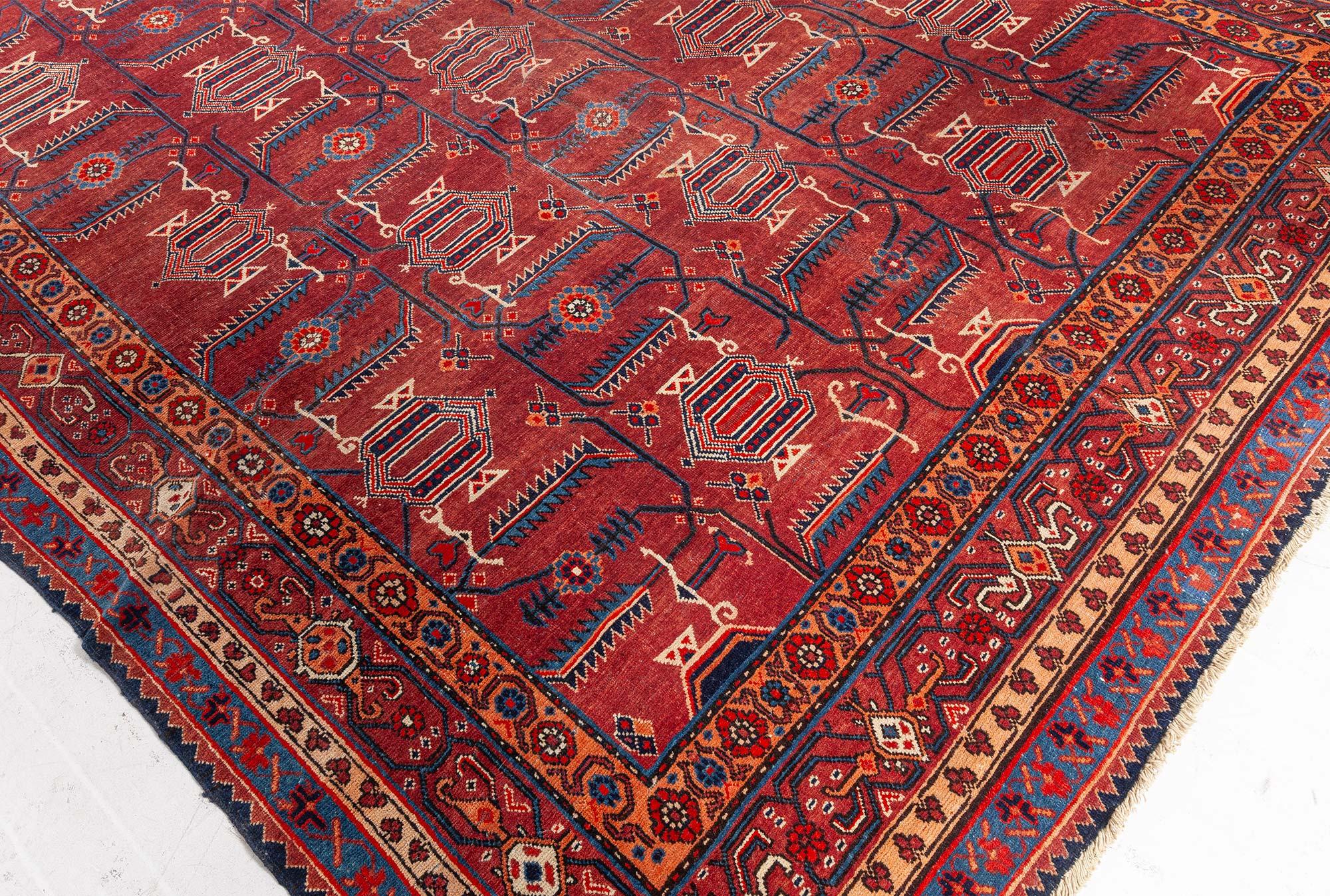 Samarkand roter handgefertigter Wollteppich aus der Jahrhundertmitte
Größe: 7'0