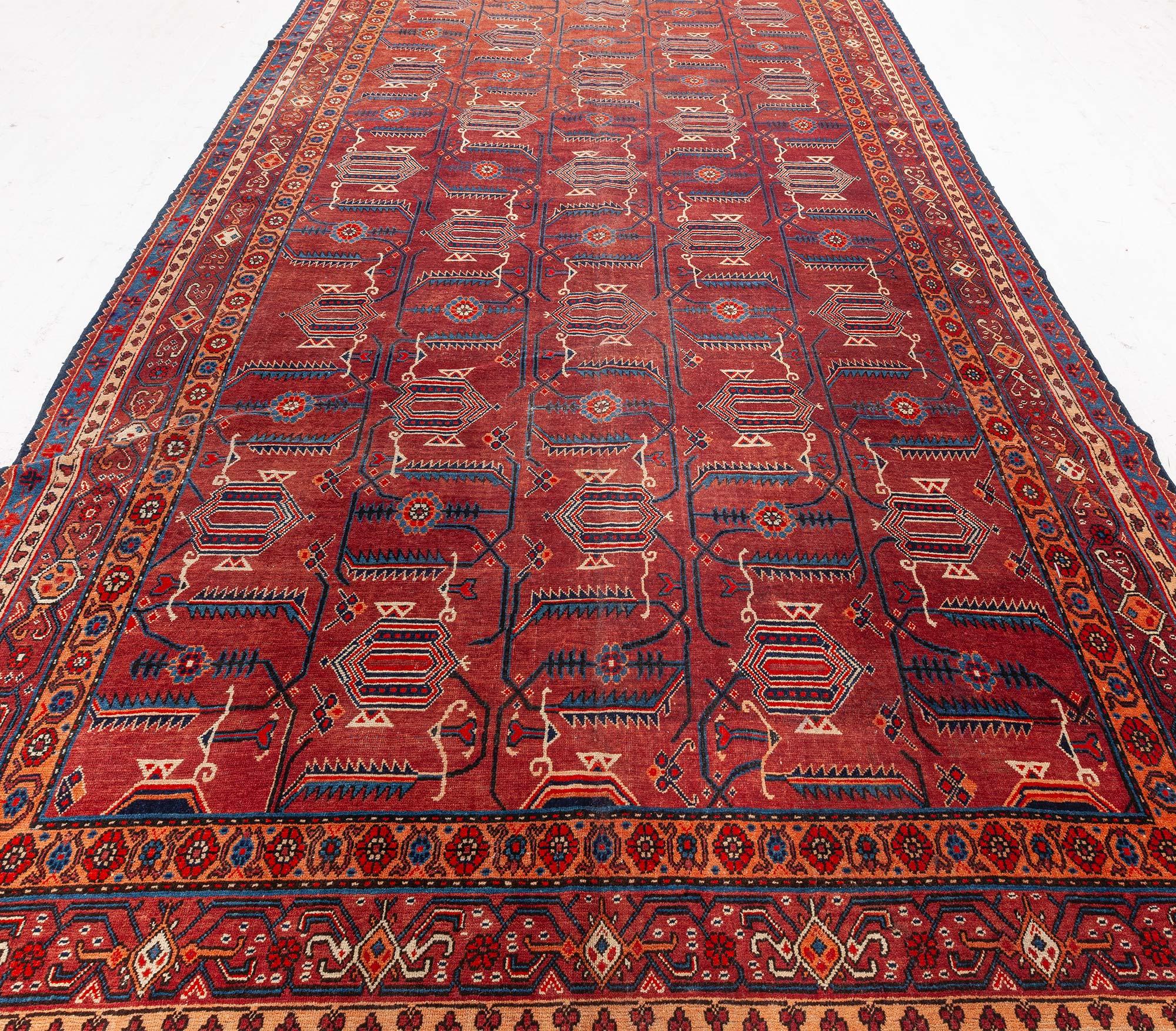 Doris Leslie Blau Midcentury Samarkand Rot Handgefertigter Wollteppich im Zustand „Gut“ im Angebot in New York, NY