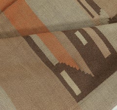 Doris Leslie Blau Vintage Scandinavian Art Deco Tan Flatweave Carpet Finnish