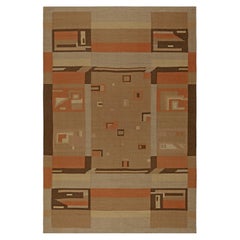 Doris Leslie Blau Vintage Scandinavian Art Deco Tan Flatweave Carpet Finnish