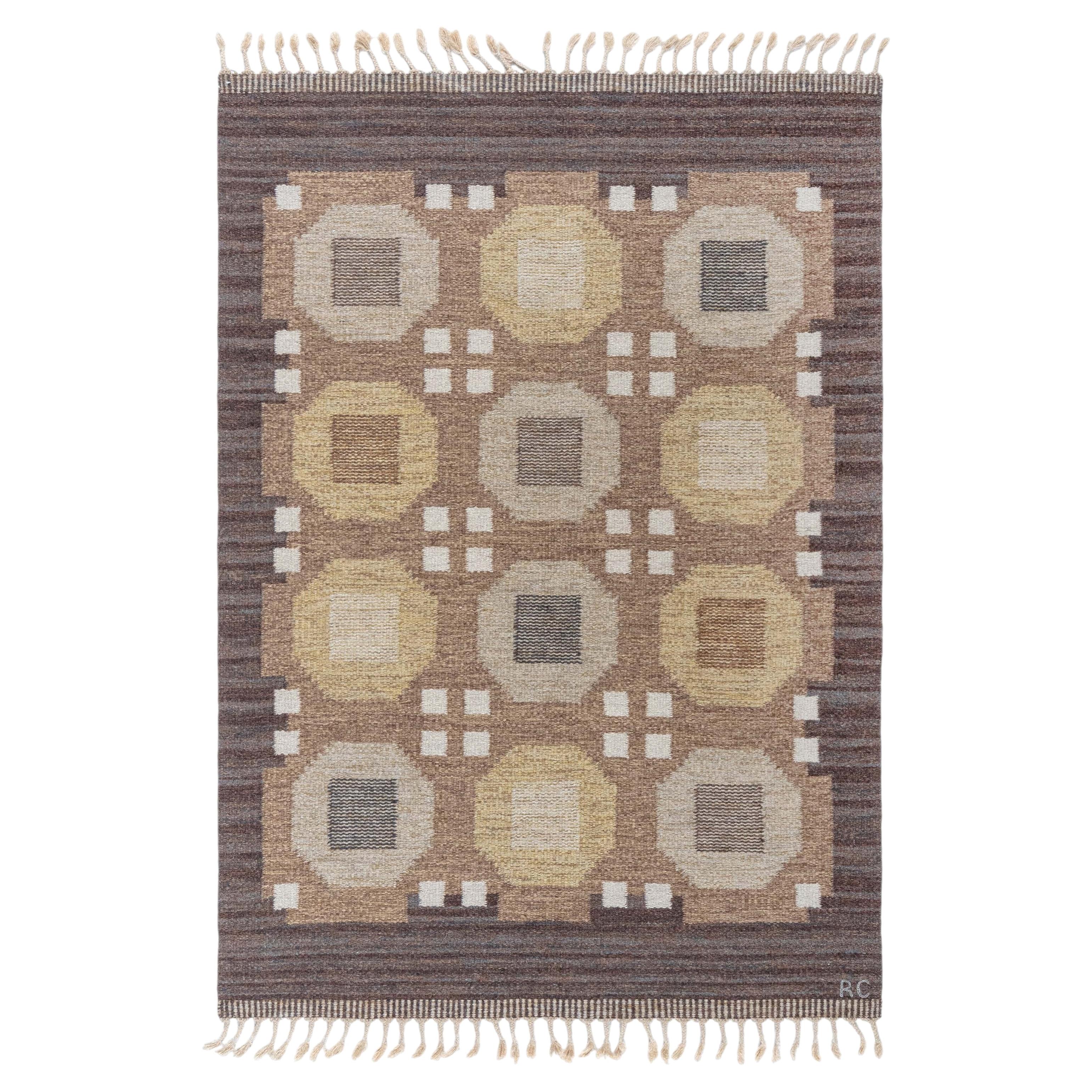 Doris Leslie Blau Vintage Scandinavian Beige Flatweave Carpet By Rakel Carlander