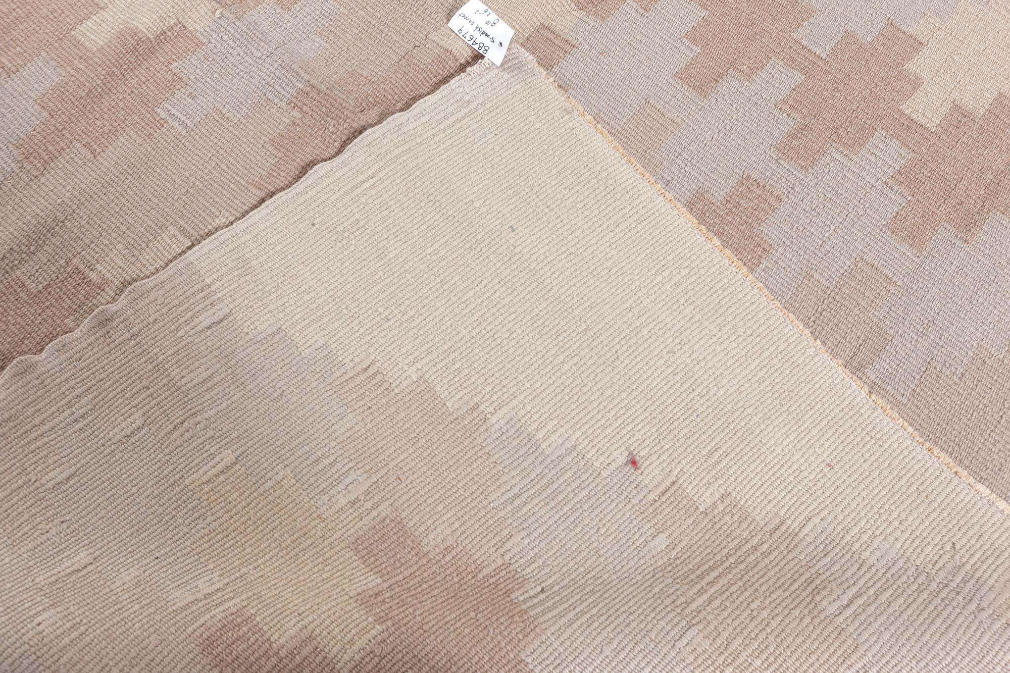 Doris Leslie Blau Vintage Scandinavian Beige Handmade Wool Rug For Sale 5