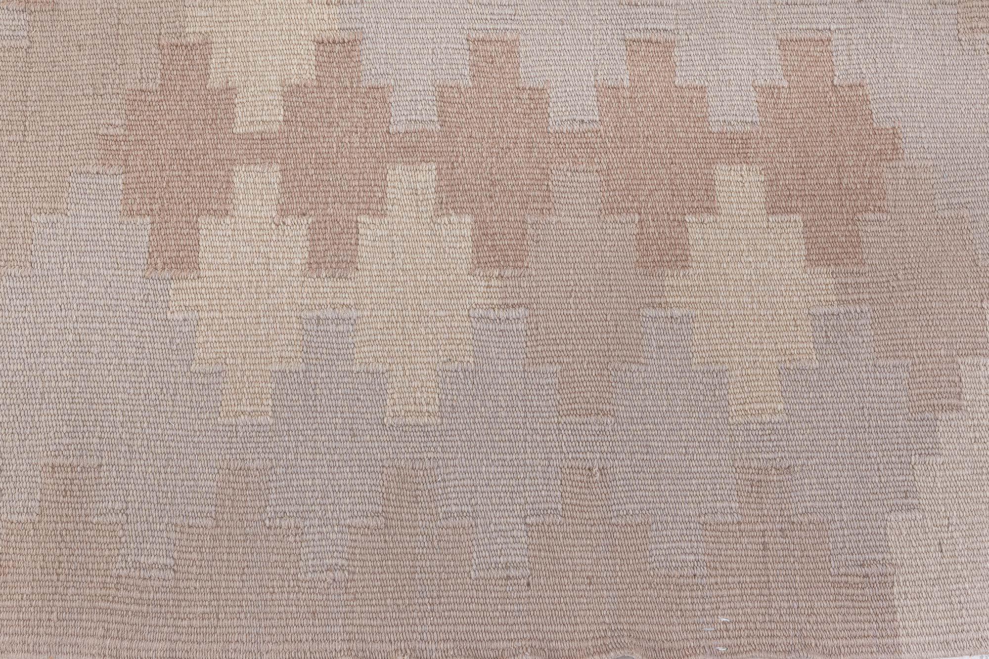 Doris Leslie Blau Vintage Scandinavian Beige Handmade Wool Rug For Sale 2