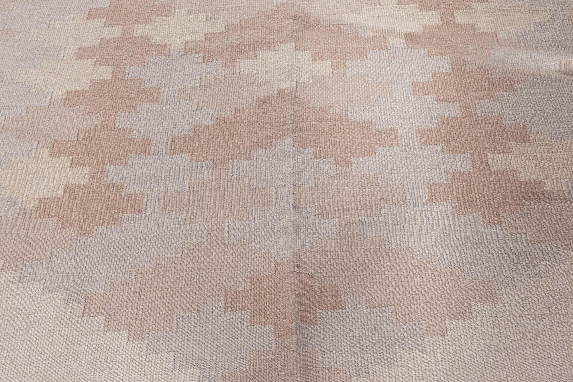 Doris Leslie Blau Vintage Scandinavian Beige Handmade Wool Rug For Sale 4