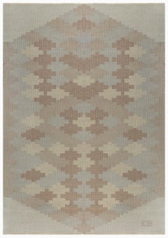 Doris Leslie Blau Vintage Scandinavian Beige Handmade Wool Rug
