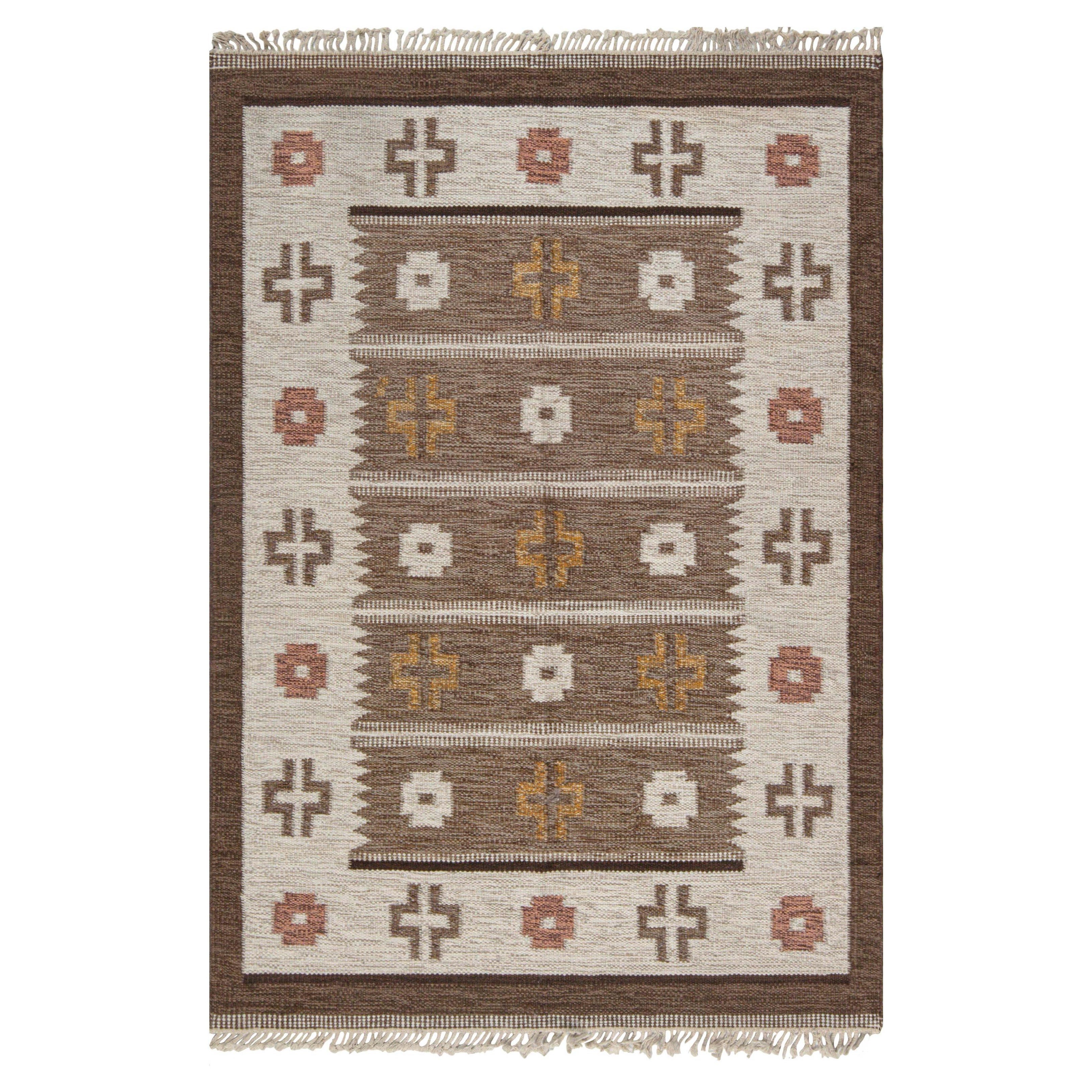 Doris Leslie Blau Vintage Scandinavian Flat-Weave Rug in Earth Tones