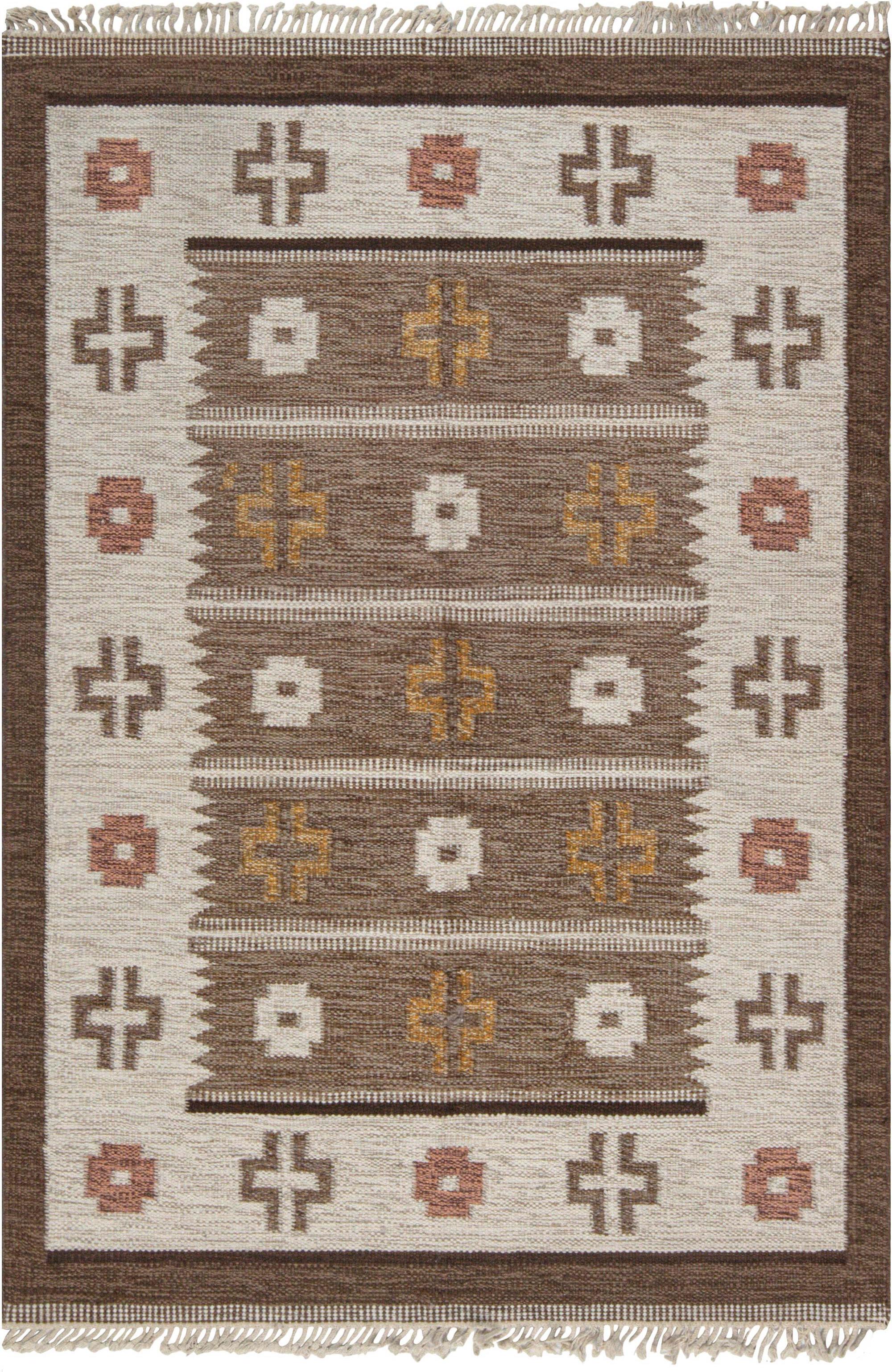 Doris Leslie Blau Vintage Scandinavian Flat-Weave Rug in Earth Tones For Sale